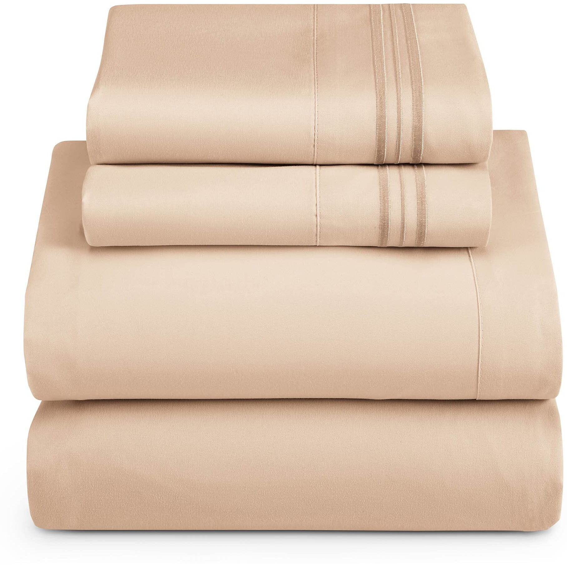 Clara Clark Full Sheets Set, Deep Pocket Bed Sheets For Full Size Bed - 4 Piece Full Size Sheets, Extra Soft Bedding Sheets & Pillowcases, Taupe Sand Sheets Full