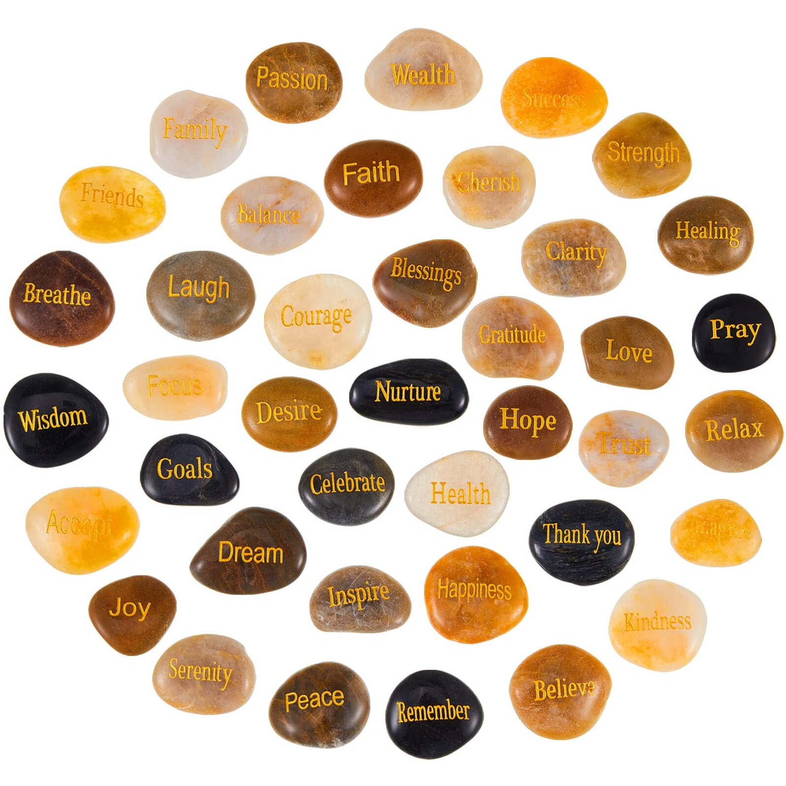 40 Pieces Engraved Inspirational Stones Different Words Encouragement Stones Motivational Gifts Garden Rocks With Words Positive Rocks For Friends Family As Christmas Thanksgiving Gift