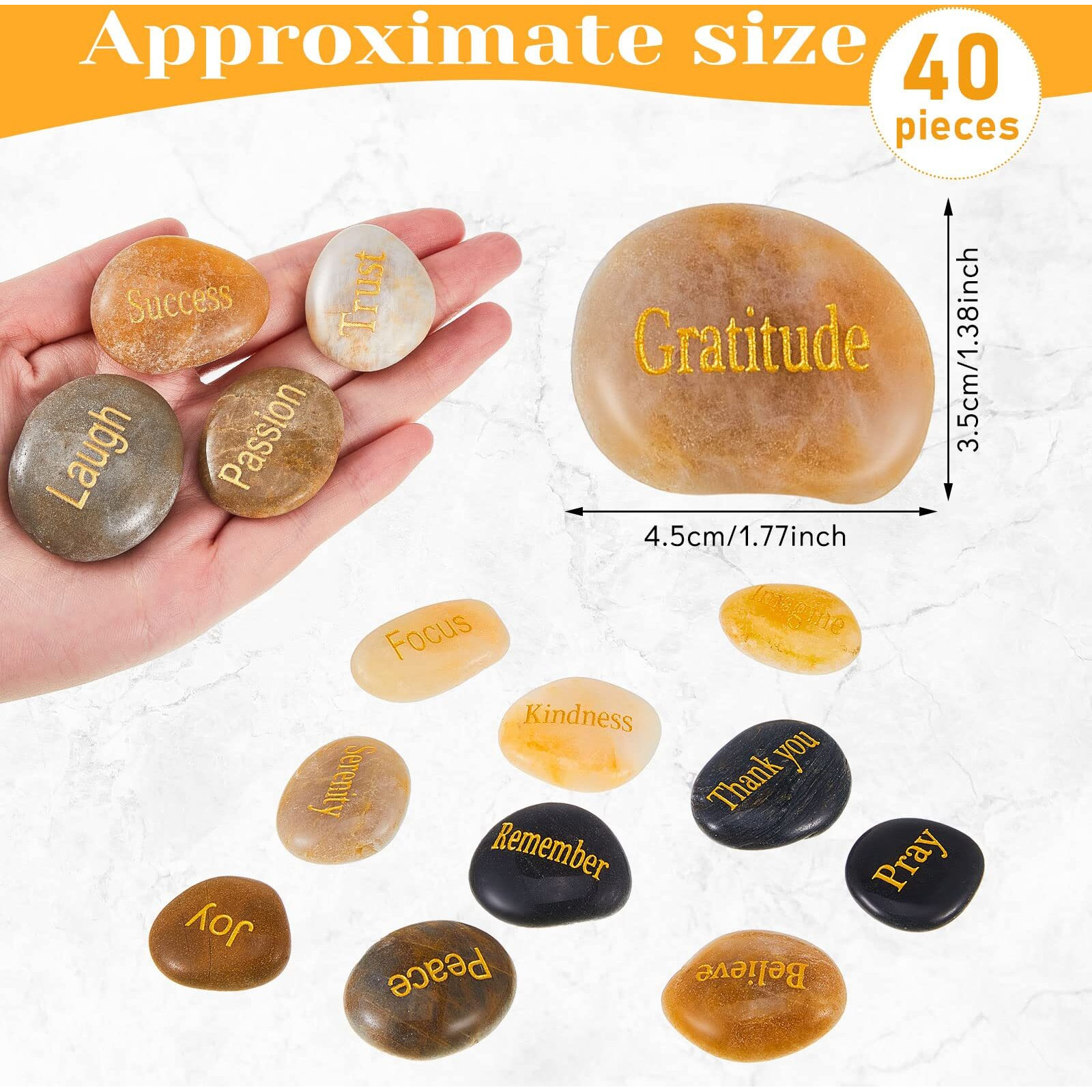 40 Pieces Engraved Inspirational Stones Different Words Encouragement Stones Motivational Gifts Garden Rocks With Words Positive Rocks For Friends Family As Christmas Thanksgiving Gift