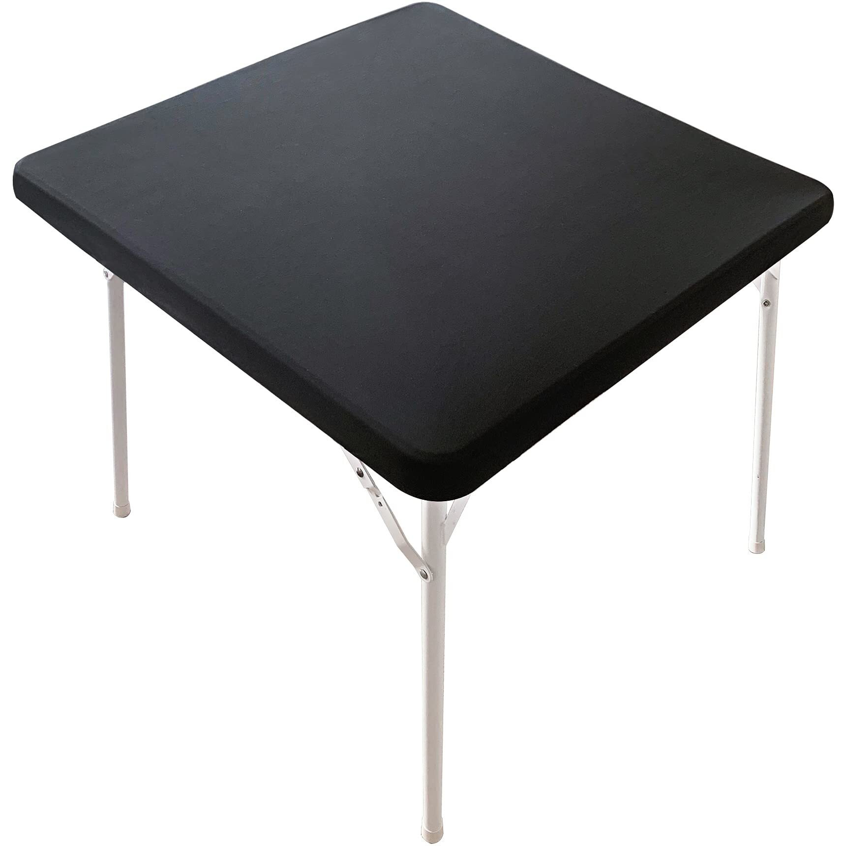 Monibana Cocktail Fitted Spandex Stretch Square Table Covers Caps Elastic Square Tablecloth Black Table Topper 36X36 Inch