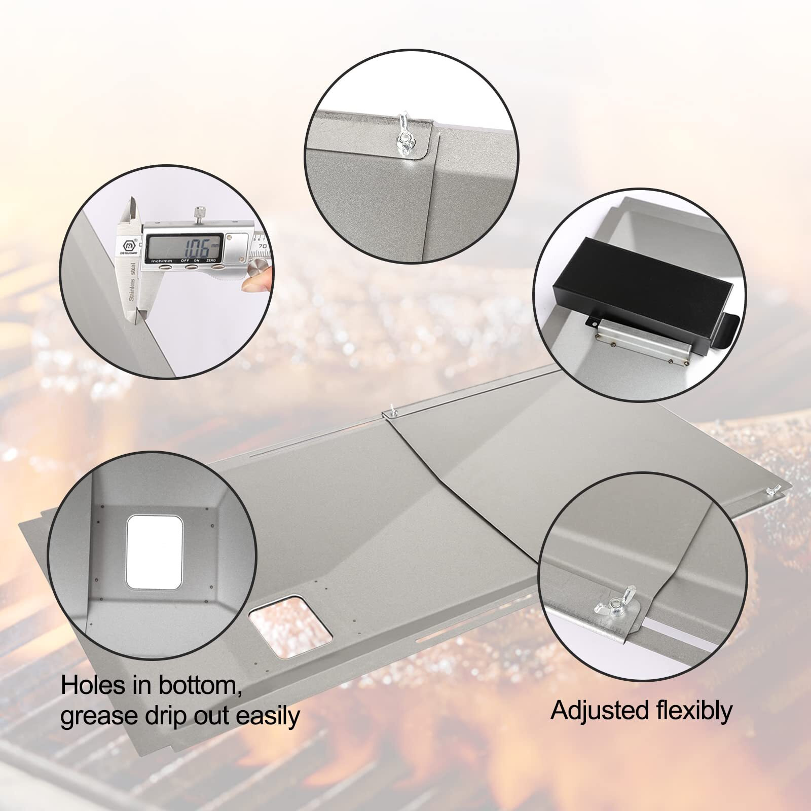 Uniflasy Universal Grease Tray With Catch Pan Fits Nexgrill, Charbroil, Dynaglo, Kenmore, Bhg, Grill Master, Backyard, Uniflame, Expert Gas Grill, Adjustable Drip Pan For 3/4/5 Burner Gas Grill