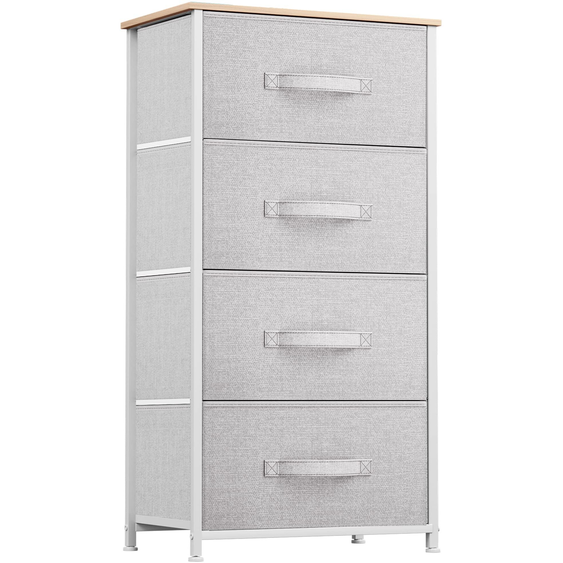 Yitahome Dresser With 4 Drawers - Fabric Storage Tower, Organizer Unit For Bedroom, Living Room, Hallway, Closets & Nursery - Sturdy Steel Frame (Light Grey)