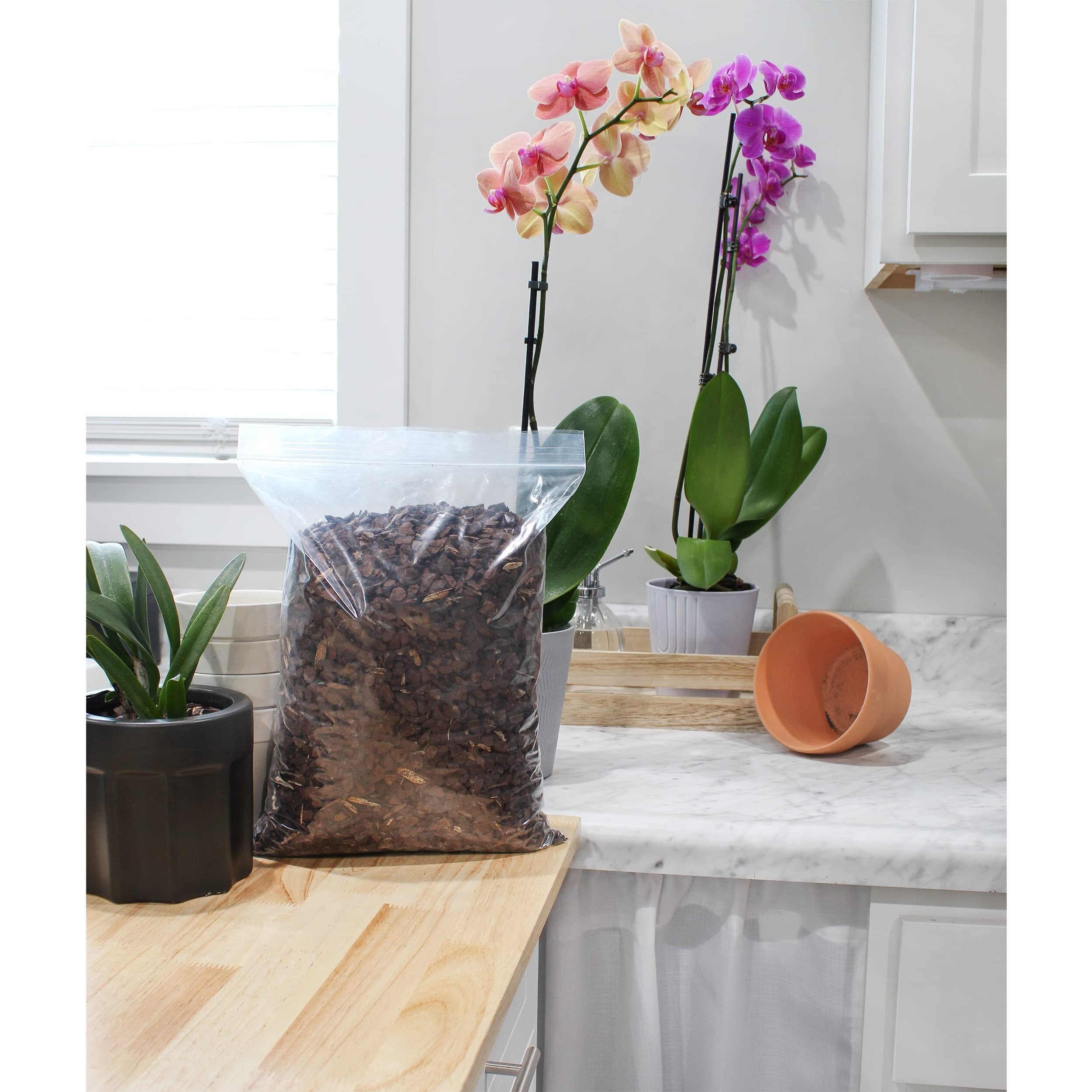 100% Organic Orchid Potting Bark (4 Quarts), All-Natural Usa-Sourced Pine Bark Orchid Mix Additive