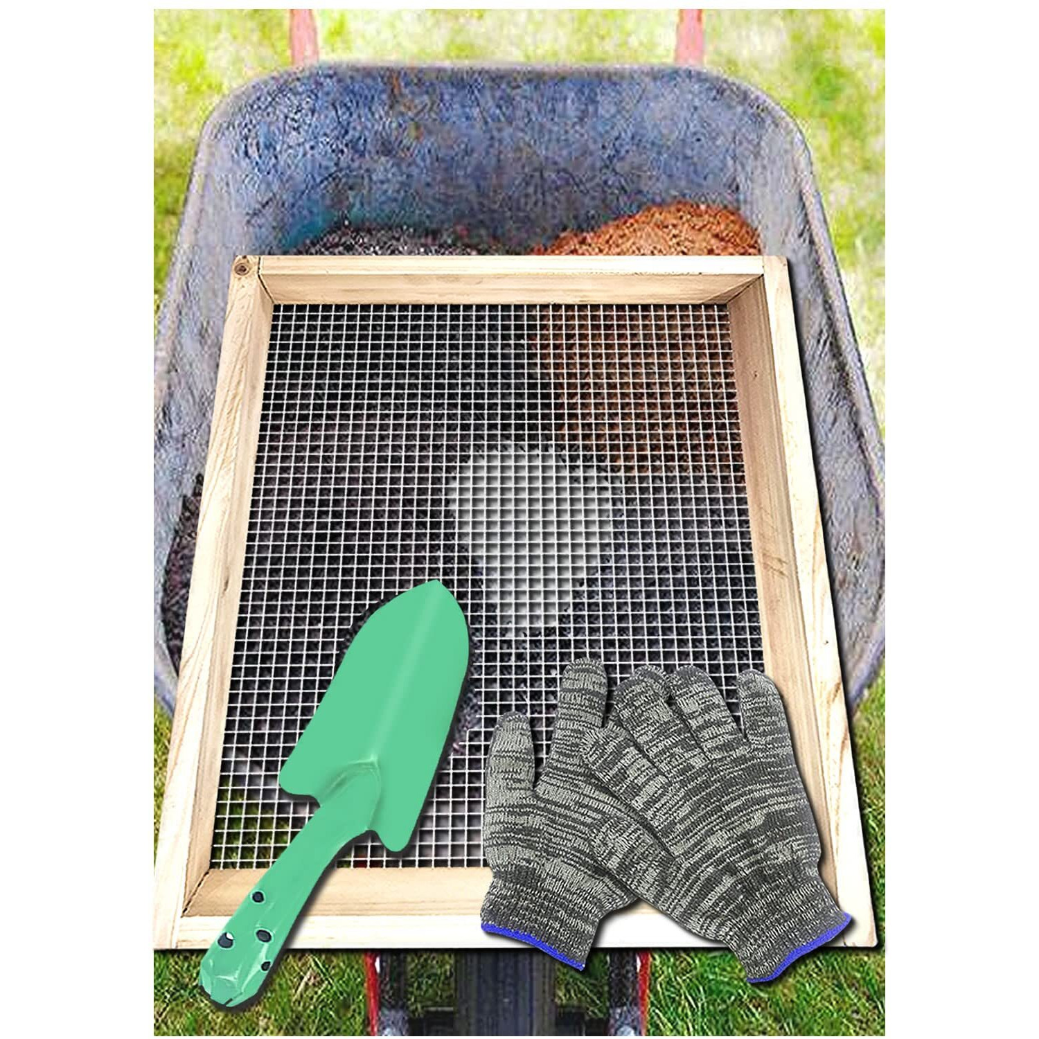 Soil Sifter, Dirt Sifter For Gardening, Compost Sifter, Garden Sieve, Light Wood Sifter For Rocks, Screen Sifter Top Soil/Peat Moss/Worm/Leaves/Loam Soil/Sand,Great Garden Tool For Plants & Vegetables