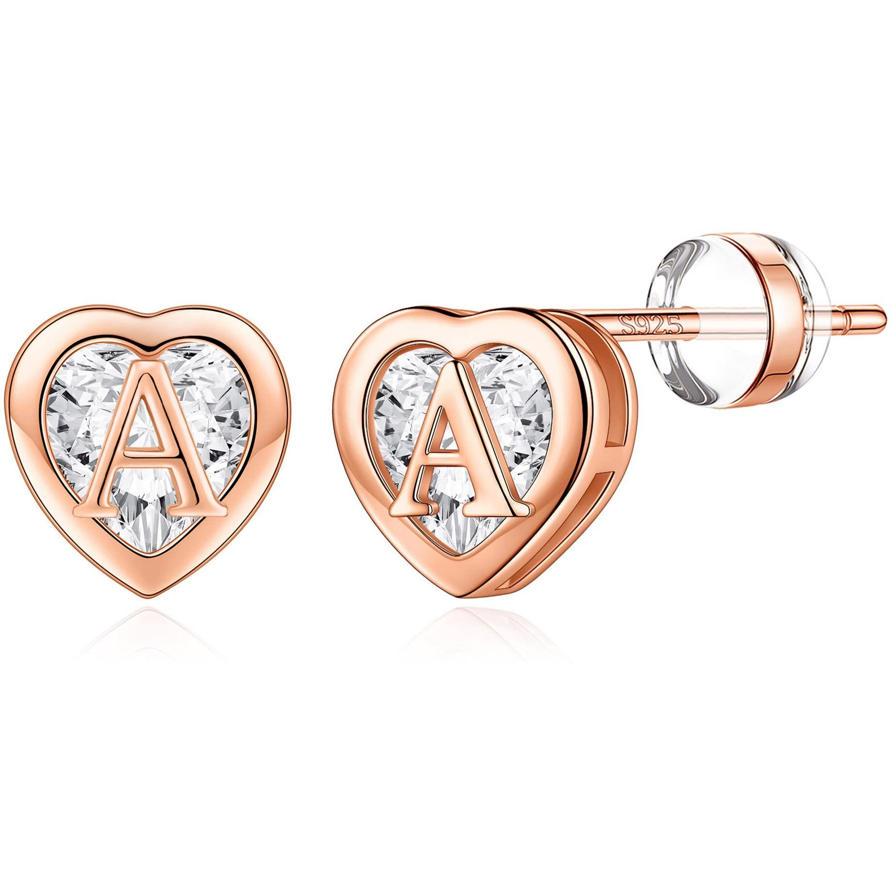 Iefwell Rose Gold Earrings For Girls, Hypoallergenic Earrings For Girls Letter A Earrings Cute Heart Stud Earrings For Teen Girls Earrings For Girls Jewelry For Girls Rose Gold Earrings
