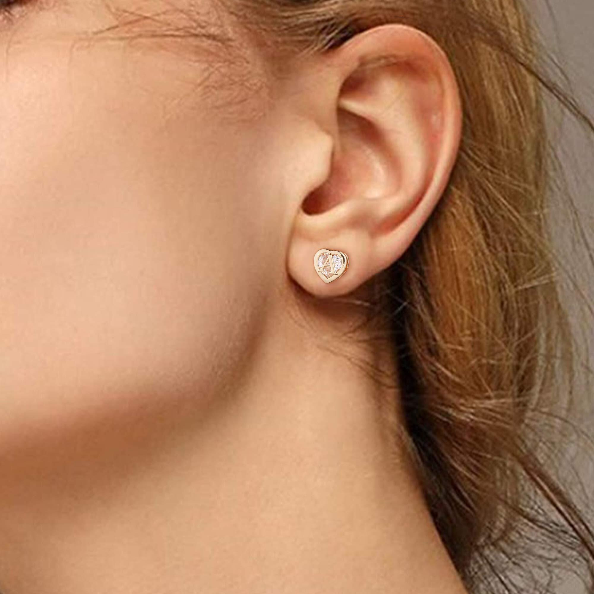 Iefwell Rose Gold Earrings For Girls, Hypoallergenic Earrings For Girls Letter A Earrings Cute Heart Stud Earrings For Teen Girls Earrings For Girls Jewelry For Girls Rose Gold Earrings