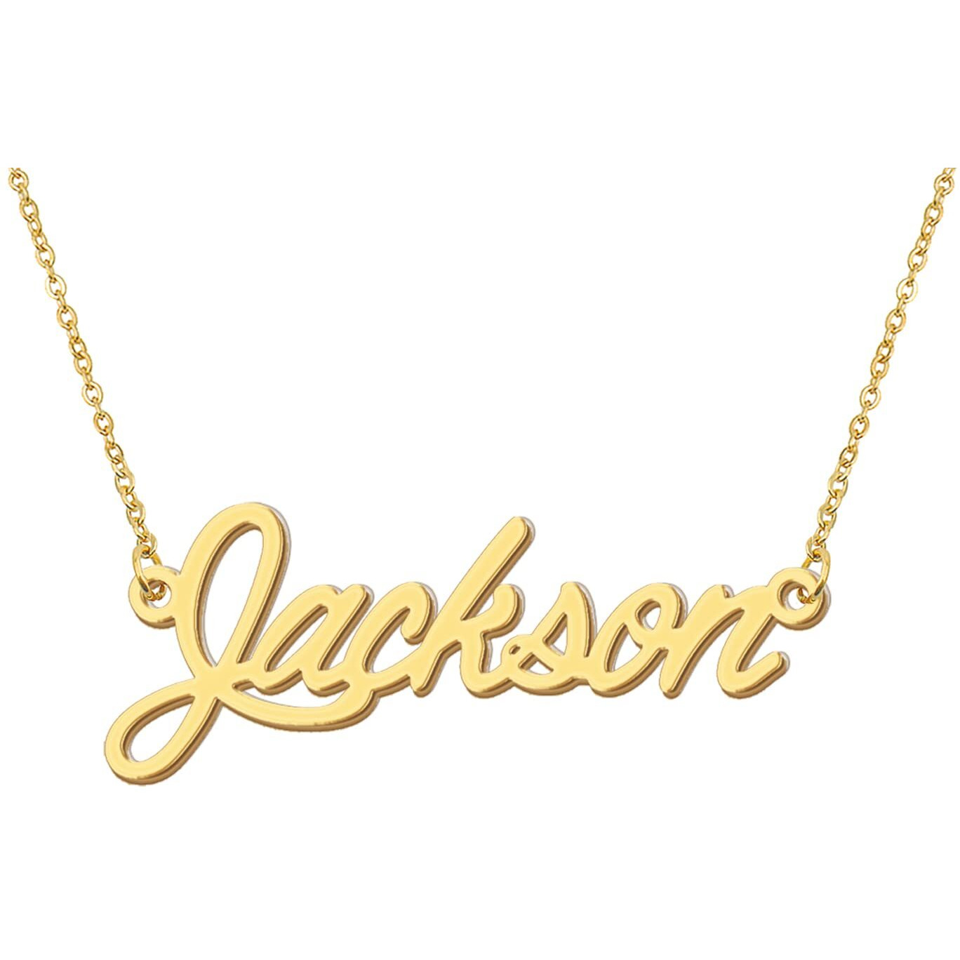 Aoloshow Name Letter Necklace Jackson 18K Gold Plated Mens Jewelry Gift For Best Friends