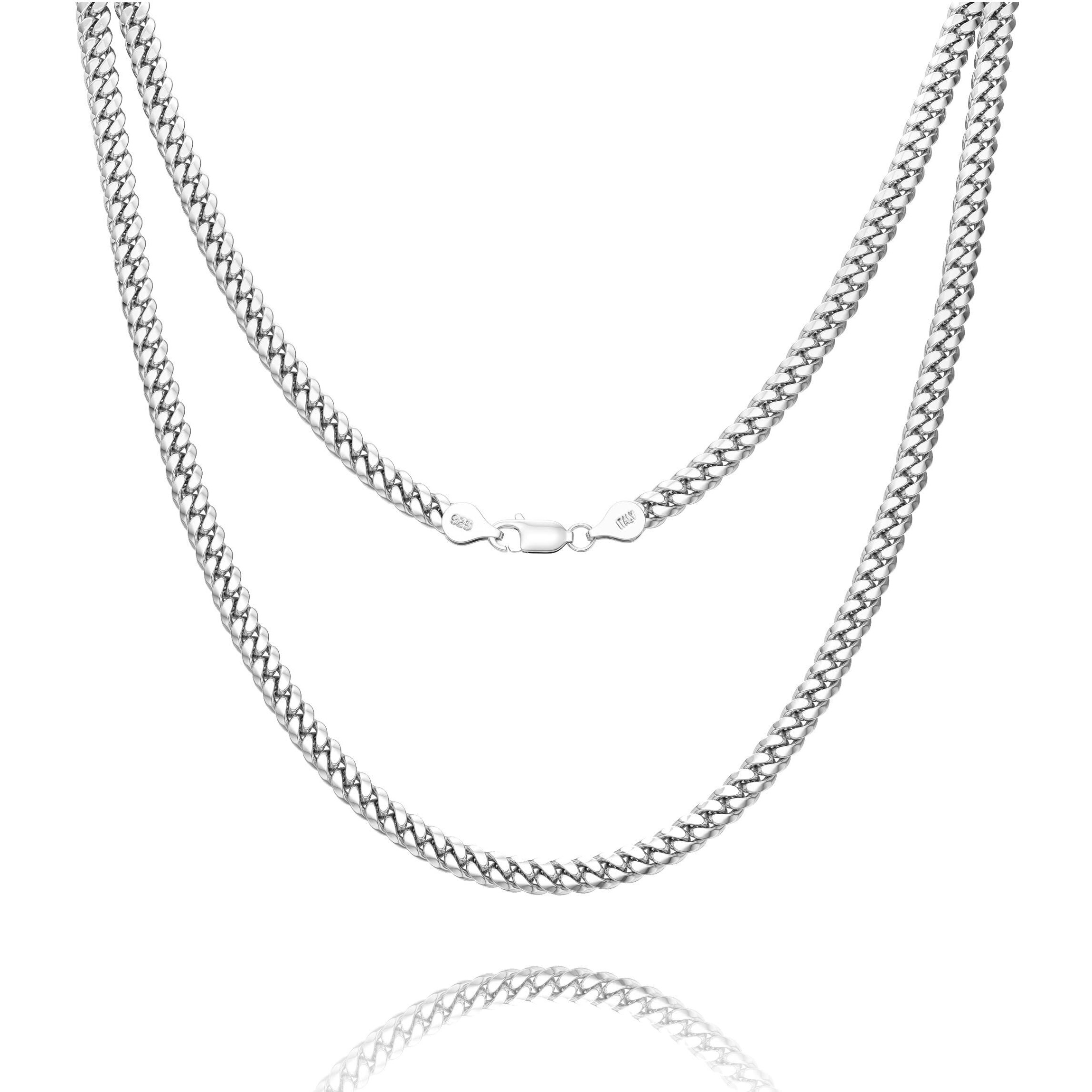 Waitsoul 925 Sterling Silver Cuban Chain Lobster Clasp 4Mm Silver Cuban Link Curb Chain Necklace For Women Men Diamond Cut 16-30 Inches(28)