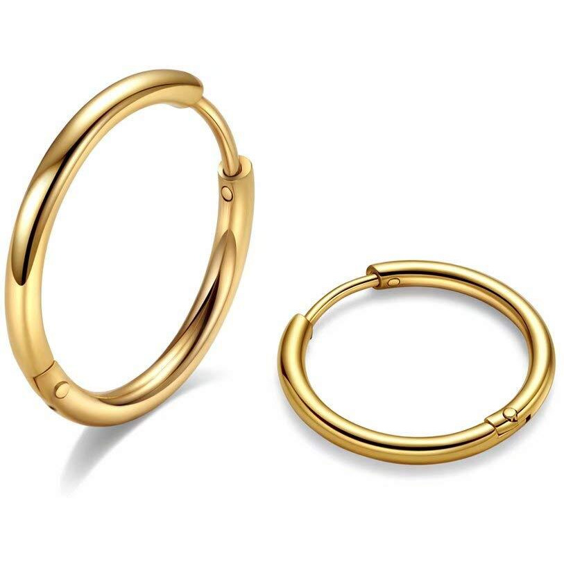 8Mm Surgical Steel Hoop Earrings, Gold Huggie Hoop Earrings For Women Hypoallergenic 20G, Small Mens Hoop Earrings Sleeper Huggy Earrings For Boys Girls