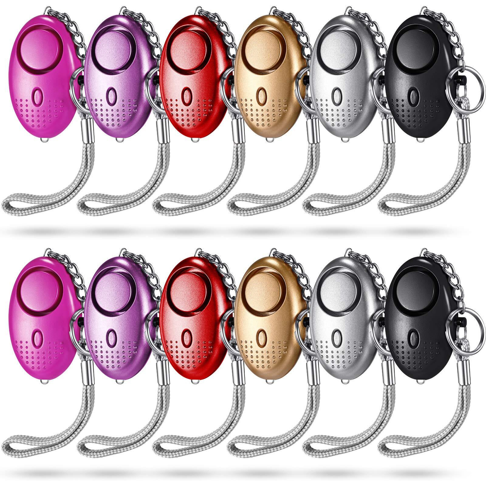 Konohan 12 Pieces Personal Alarm For Women, Safe Sound Personal Alarms Emergency Alarm Keychain Security Alarm Keychain With Led Light, Personal Safety Button Alarm In 6 Colors For Men Children