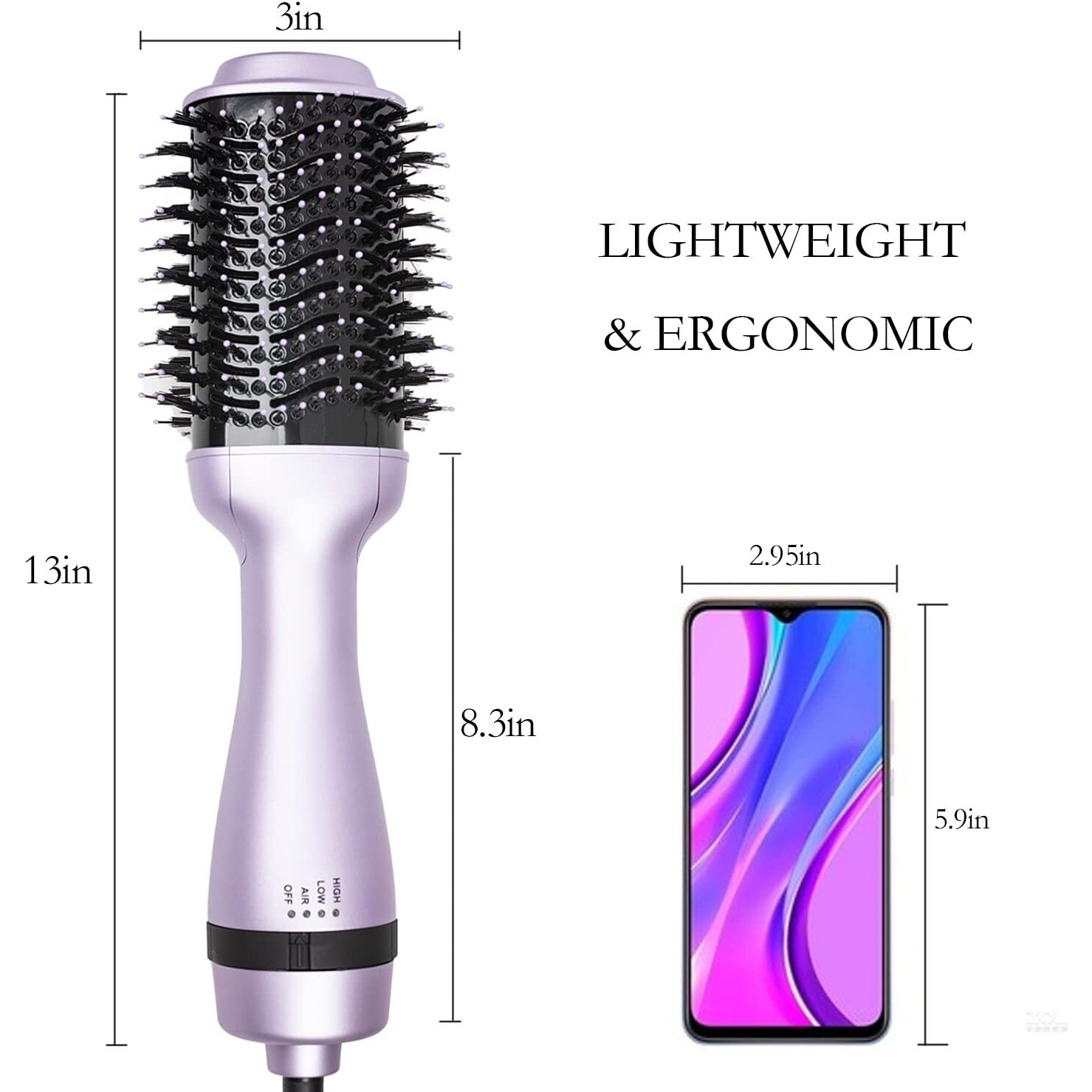 Hair Dryer Brush,Hot Air Brush, Blow Dryer Bruch,One Step Hair Dryer And Volumizer With Salon Negative Ionic For Straightening, Professional Brush Hair Dryers For Men And Women (Purple)