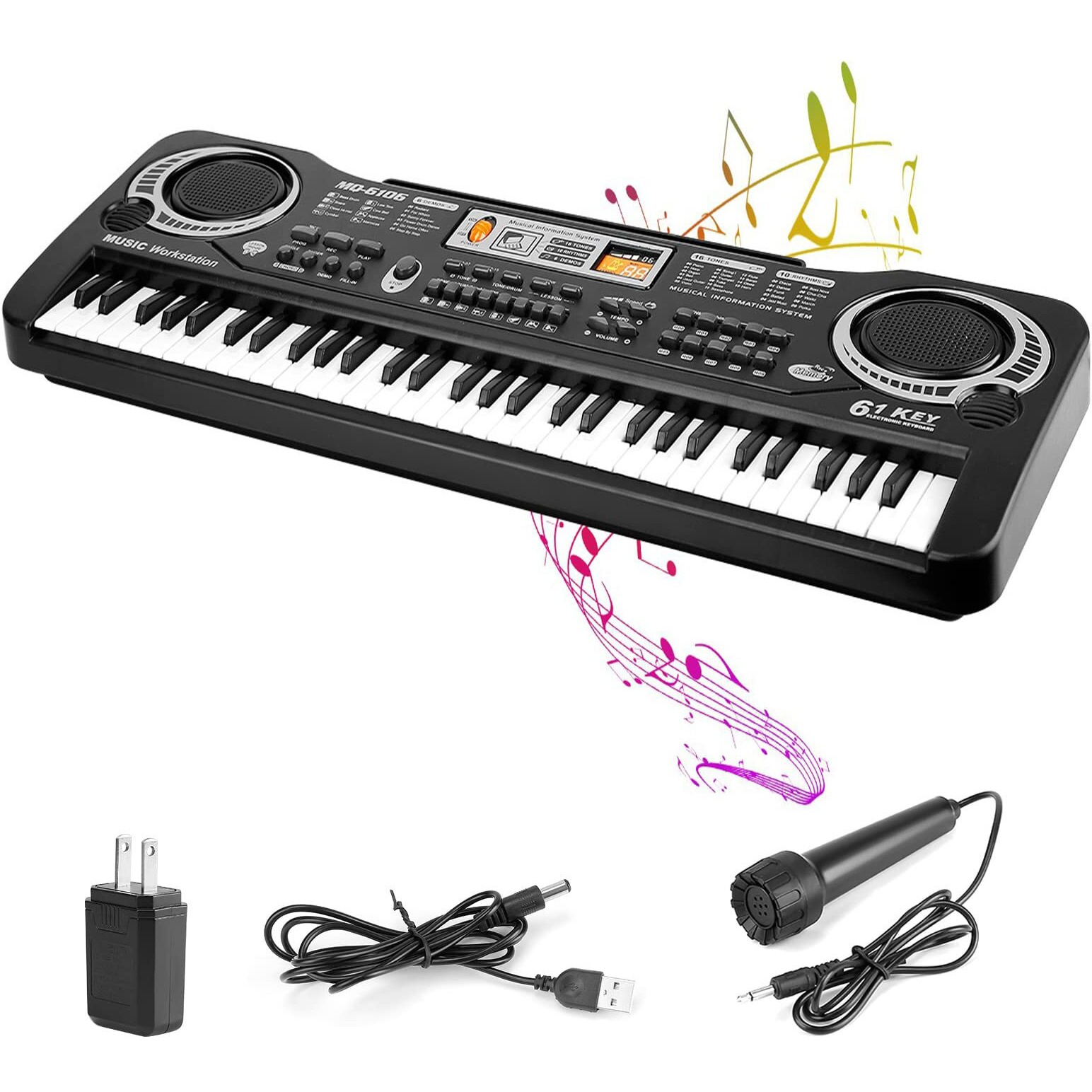 Kocaso Piano Keyboard 61 Keys Digital Music Electronic Keyboard Electric Piano Musical Instrument Kids Learning Keyboard With Microphone For Beginners Kids Girls Boys