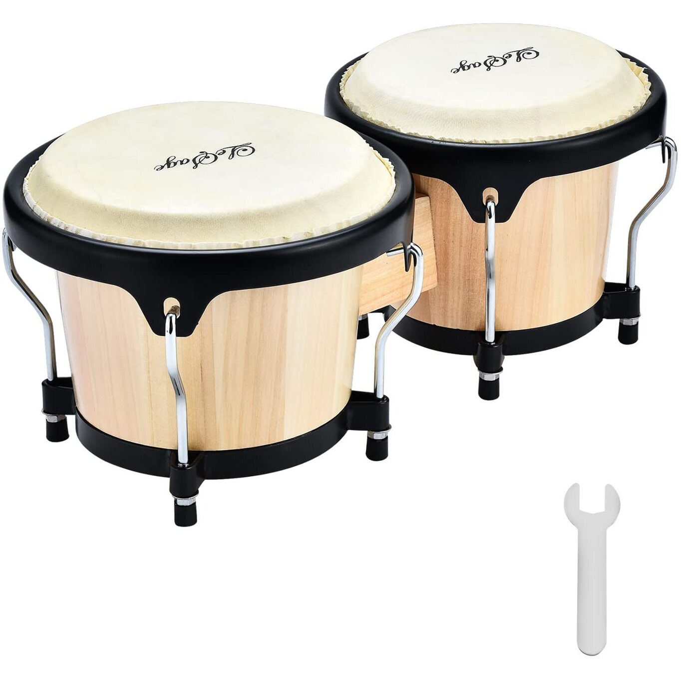 Lesage Bongos Drum For Kids Adults Beginner Bongos Starter Bongos 6 In And 7 In Natural Wood Bongo Set Real Skin Drum Head With Tuning Key Child Bongos