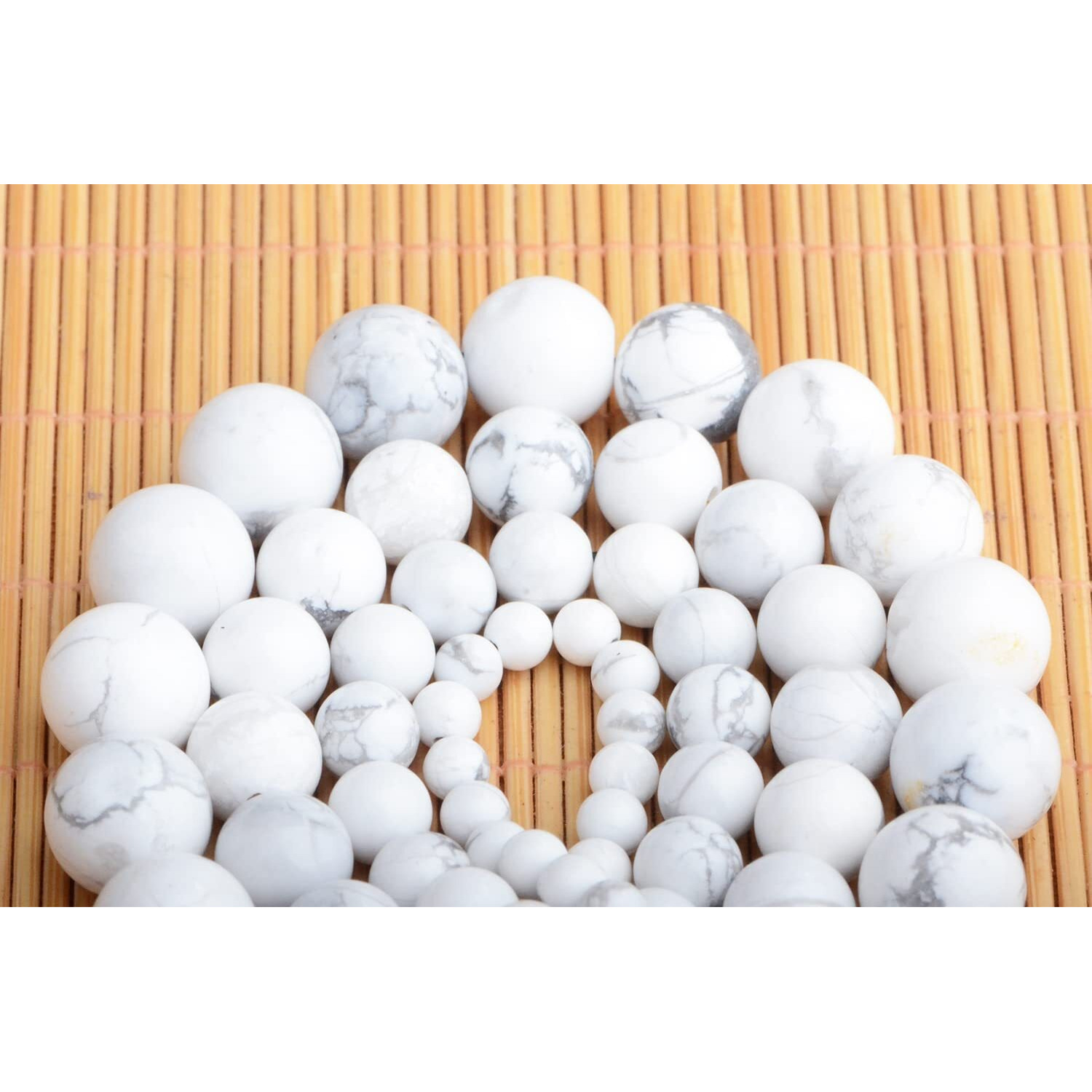 Bymitel 36 Pcs Natural Genuine Real Round Loose Stone Beads Gemstone Spacers For Charm Diy Jewelry Making 15.5"" Per Strand 10Mm (White Howlite, 10Mm)