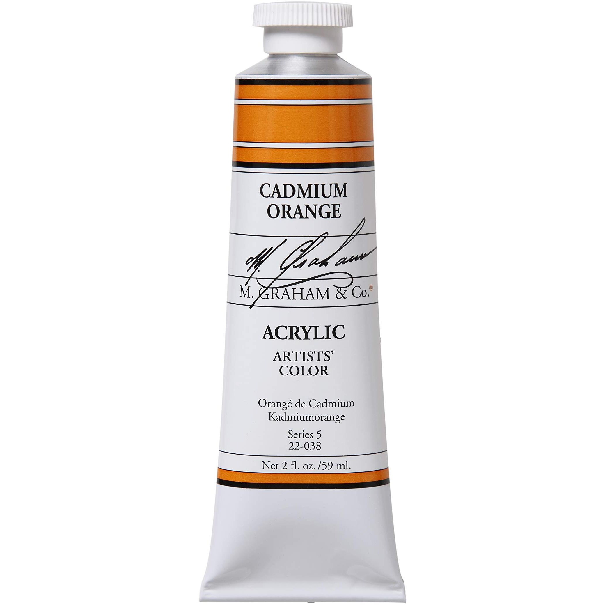 M. Graham 2-Ounce Tube Acrylic Paint, Cadmium Orange (22-038)