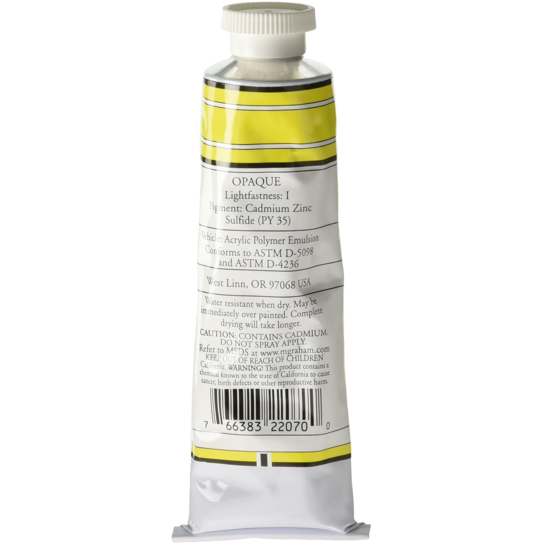 M. Graham 2-Ounce Tube Acrylic Paint, Cadmium Yellow Light