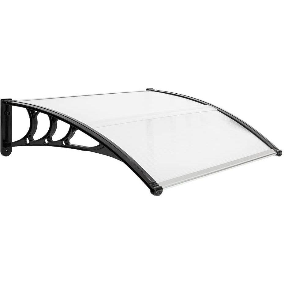 Vingli Window Awning Door Canopy, 30"" X 40"" Awnings For Doors Polycarbonate Cover Outdoor Door Awnings Exterior Patio Awnings Rain Snow Sunlight Protection Hollow Sheet (Clear Board & Black Bracket)