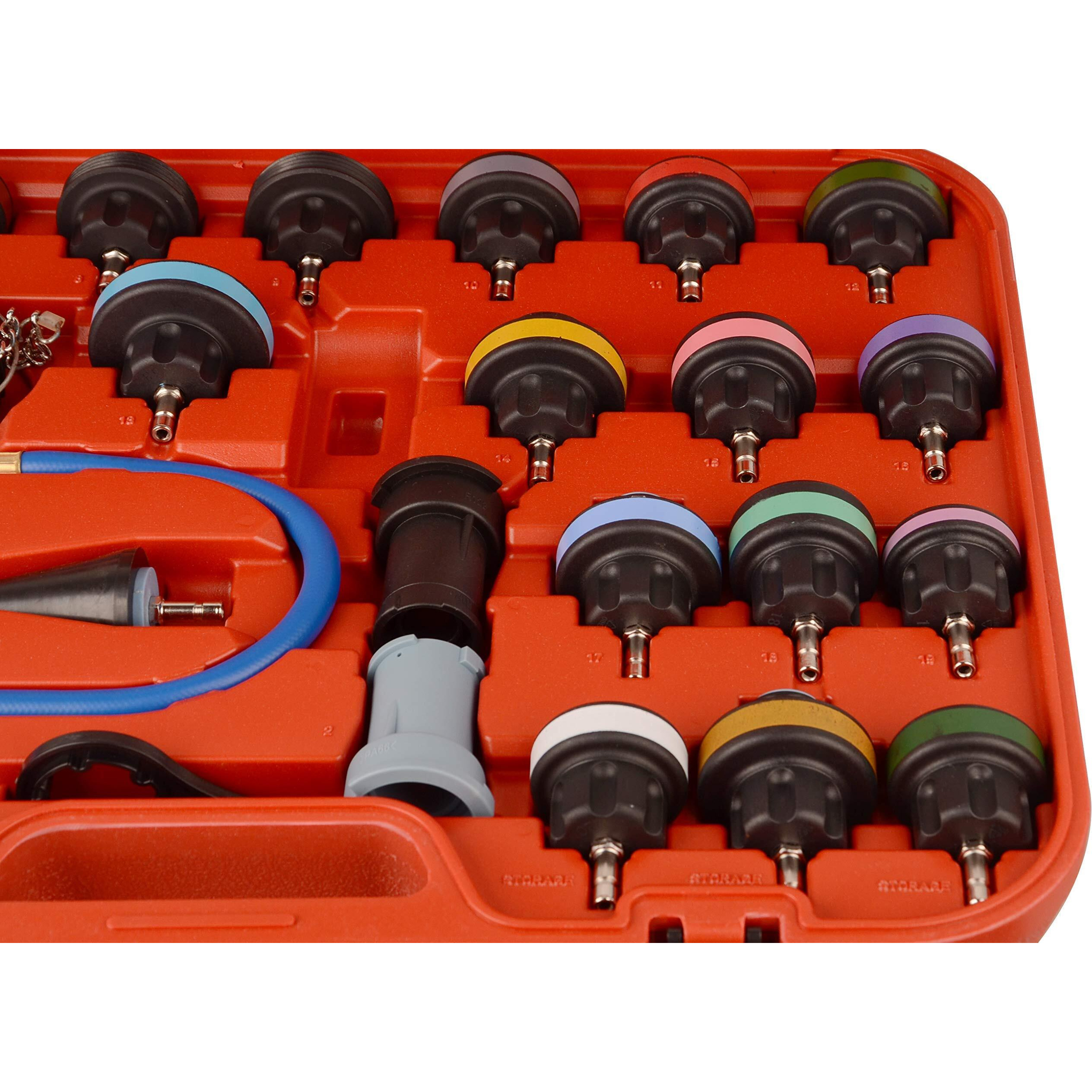 Dayuan 28Pcs Universal Radiator Pressure Tester Kit, Coolant Pressure Tester Kit Coolant Vacuum Refill Kit For Cooling System
