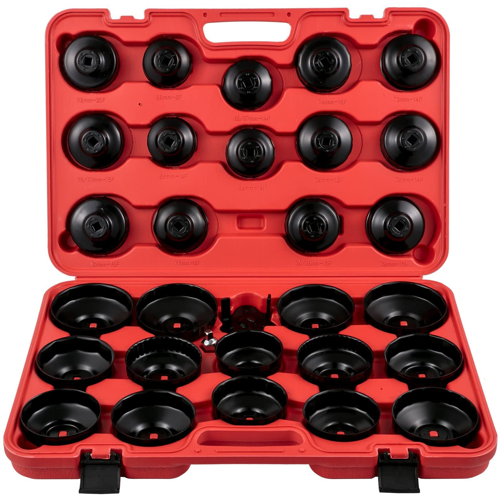 Vevor Oil Filter Socket Set, 30 Pcs Oil Filter Wrench Set, Sturdy Steel Oil Filter Socket, 3/8"" Oil Filter Socket, Low Profile Oil Filter Socket Set For Easy Access, Oil Filter Wrench Cap Set W/ Case