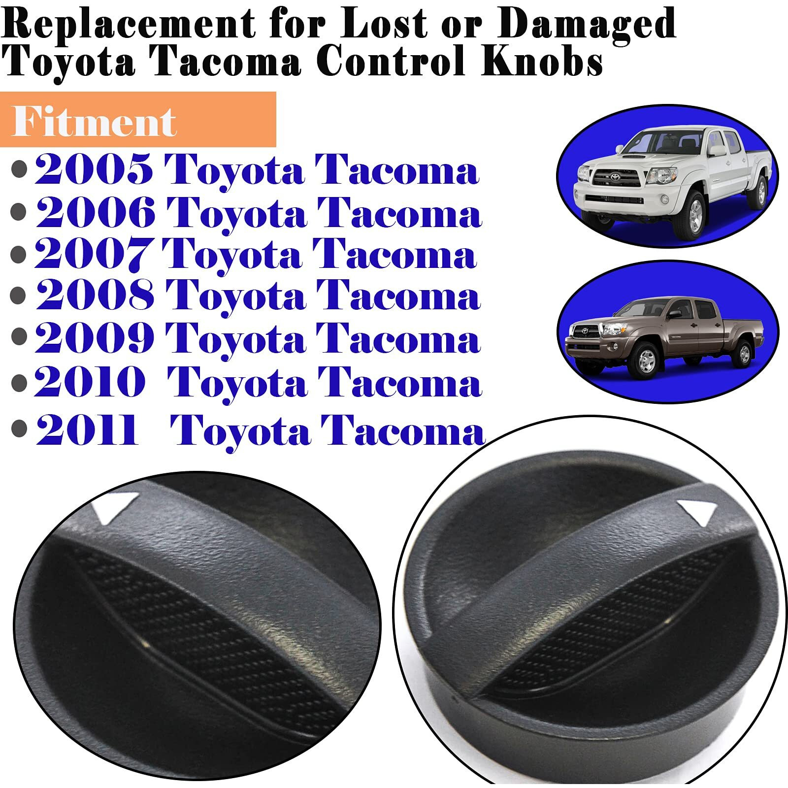 Tacoma Hvac Heater Control Knob Compatible With 2005-2011 Toyota Tacoma Dials Blower Temperature Air Flow Control Switch Knob 65551820A 758695