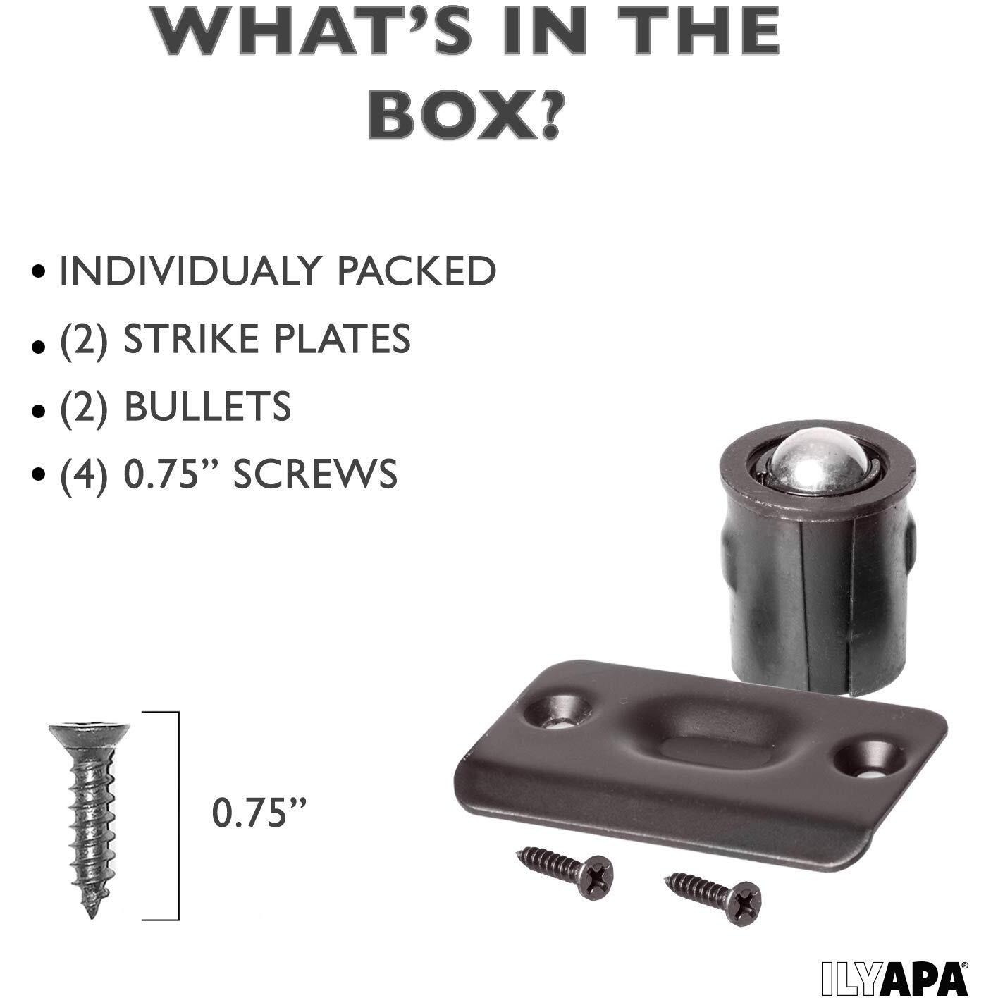 Ilyapa Door Set Of 2 Ball Catch Door Hardware For Closet, Oil Rubbed Bronze Ball Catches For Interior Doors, Ball Catch Door Hardware For Closet Or Cabinet, Ball Latch For Door