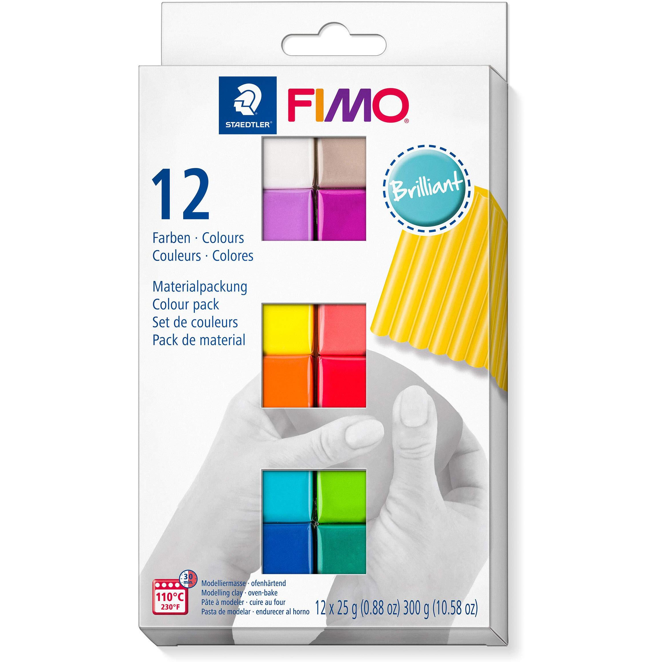 Staedtler 8023 C12-2 Fimo Soft Oven Hardening Modelling Clay 12 X 25 G Blocks - Brilliant Colours