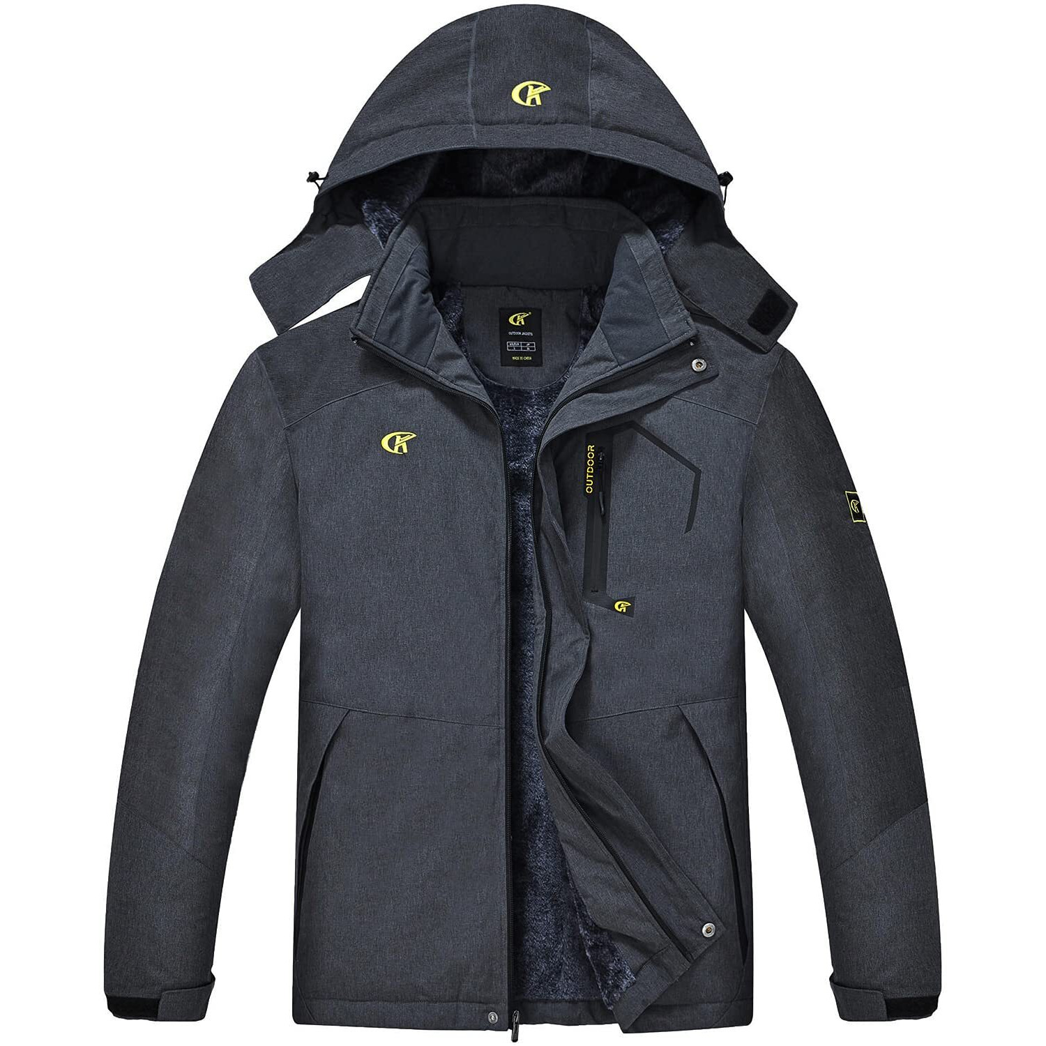 Qpngrp Mens Waterproof Ski Snowboard Jacket Windproof Winter Snow Coat Cation Darkgray X-Large