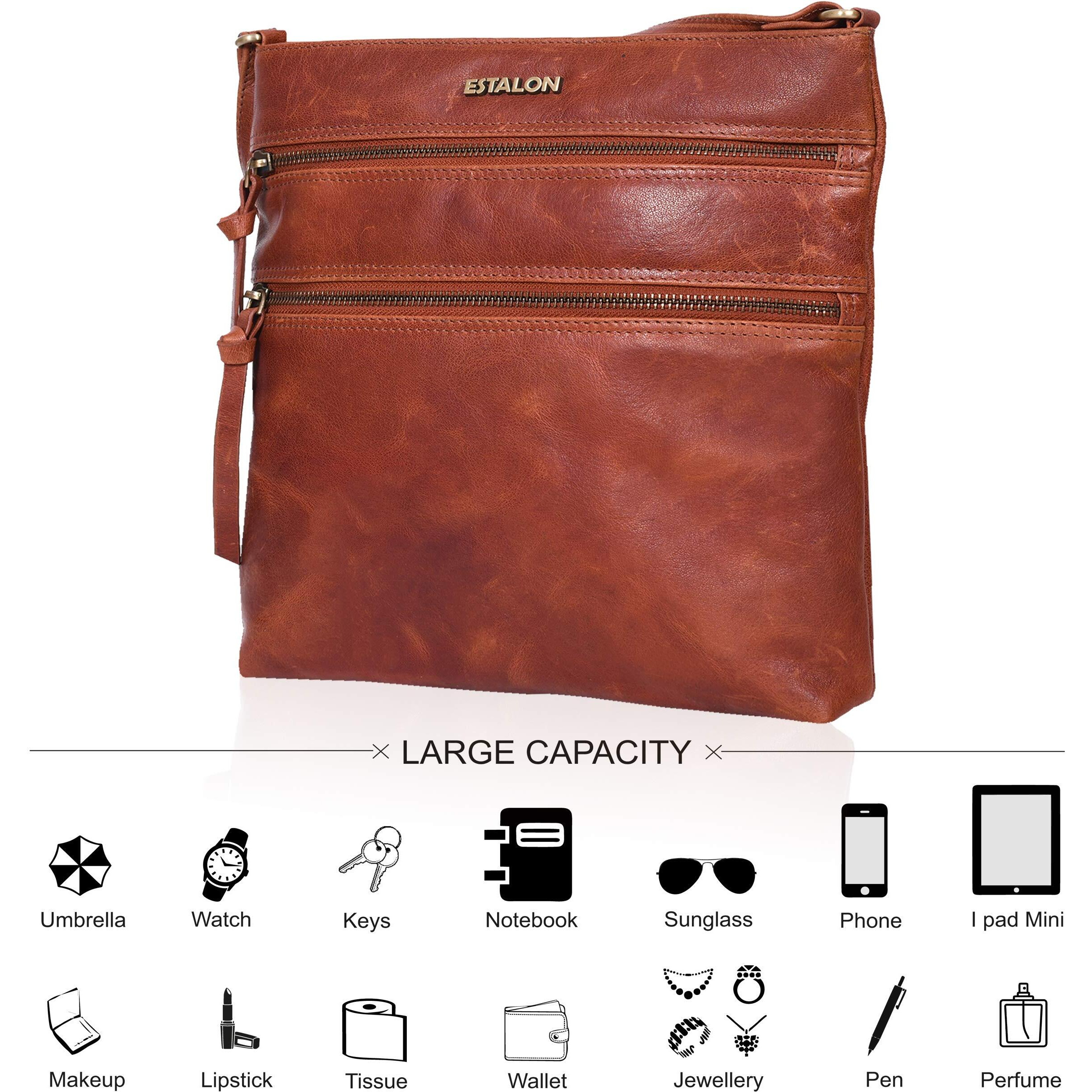 Estalon Real Leather Crossbody Bag For Women - Women's Shoulder Sling Handbags Medium Purses Soft Crossover Purse Christmas Gift