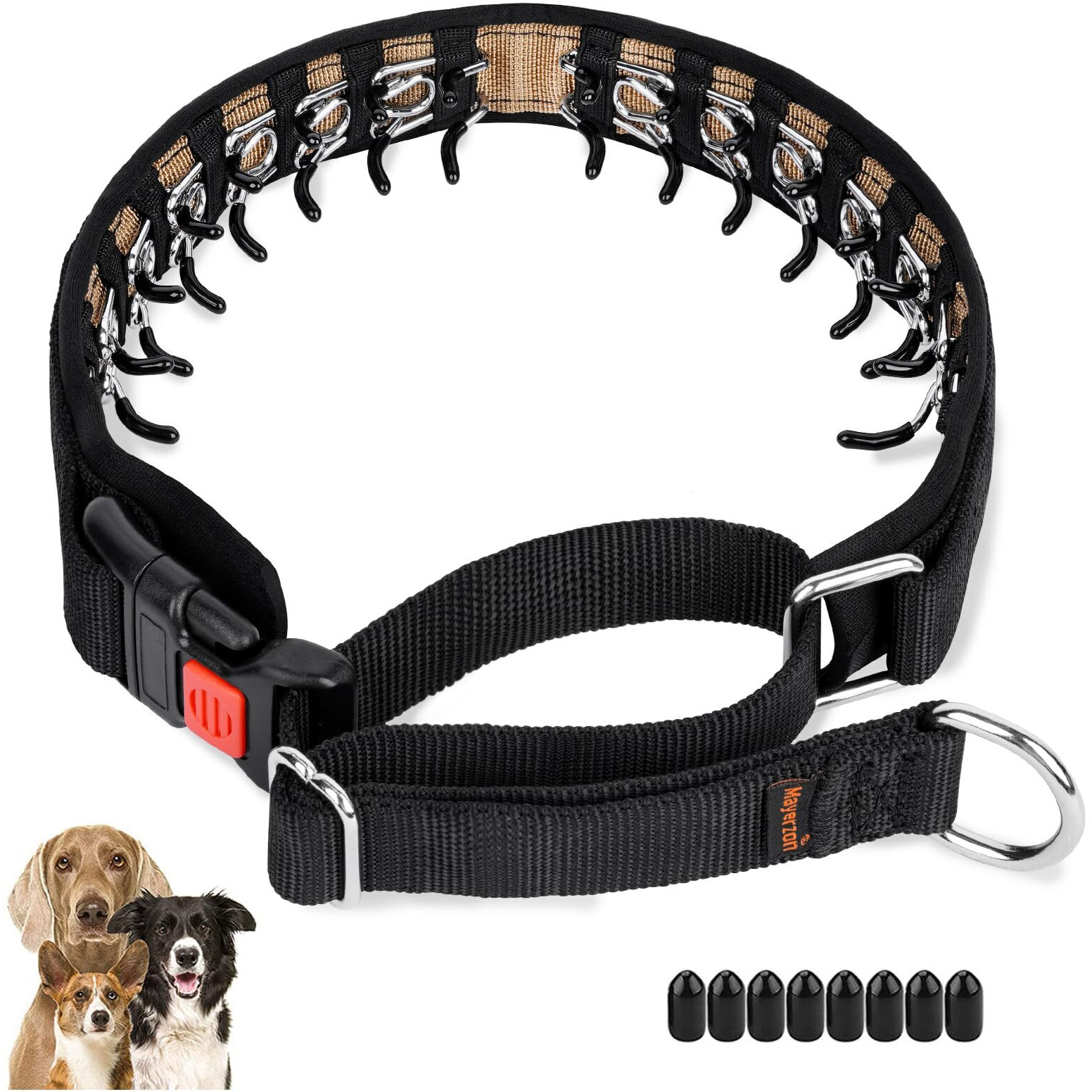 Mayerzon Dog Collar, Patented Martingale No Pull Collar For Small Medium Large Dogs With Buckle For Walking Training, Hidden Design, Adjustable(M, Black)