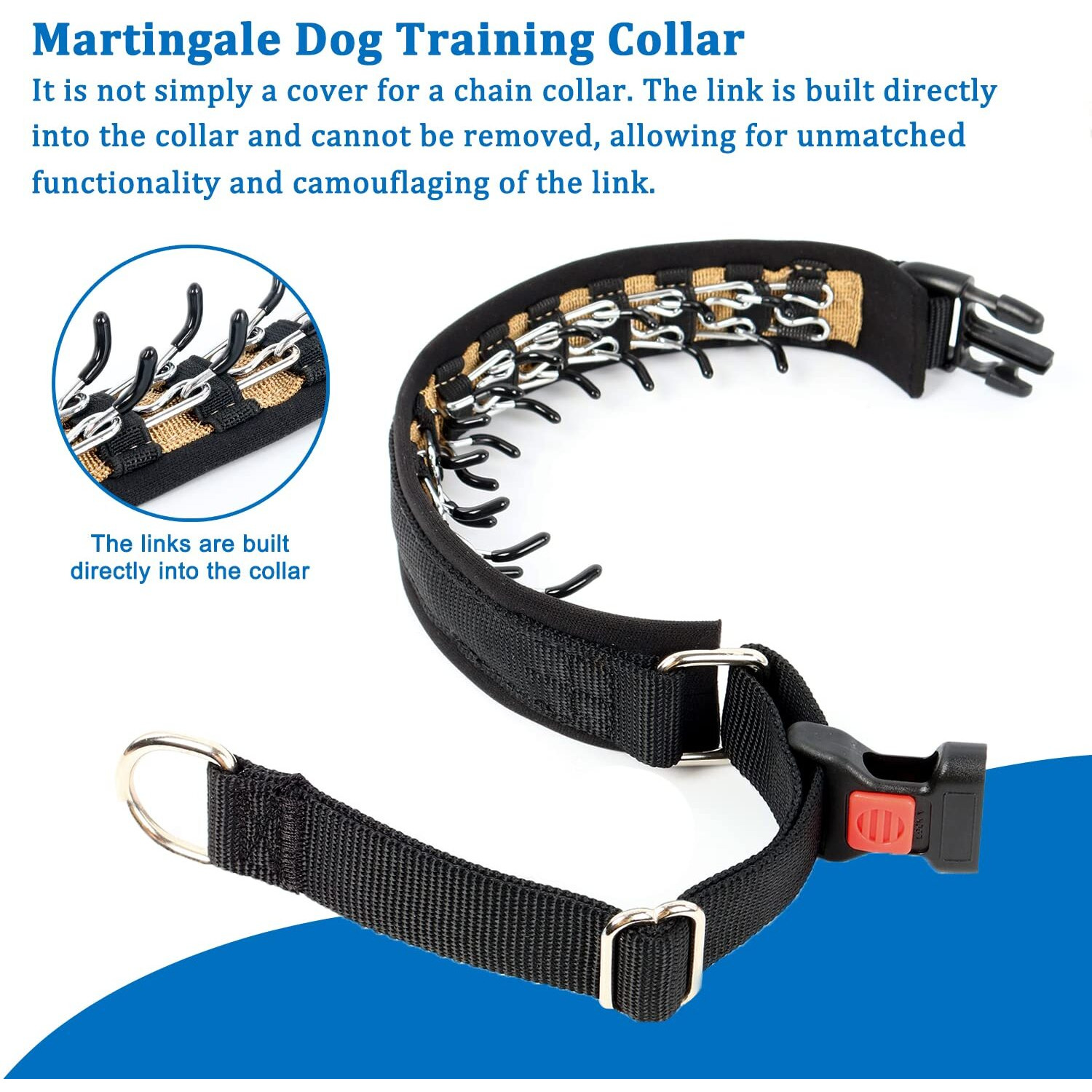 Mayerzon Dog Collar, Patented Martingale No Pull Collar For Small Medium Large Dogs With Buckle For Walking Training, Hidden Design, Adjustable(M, Black)
