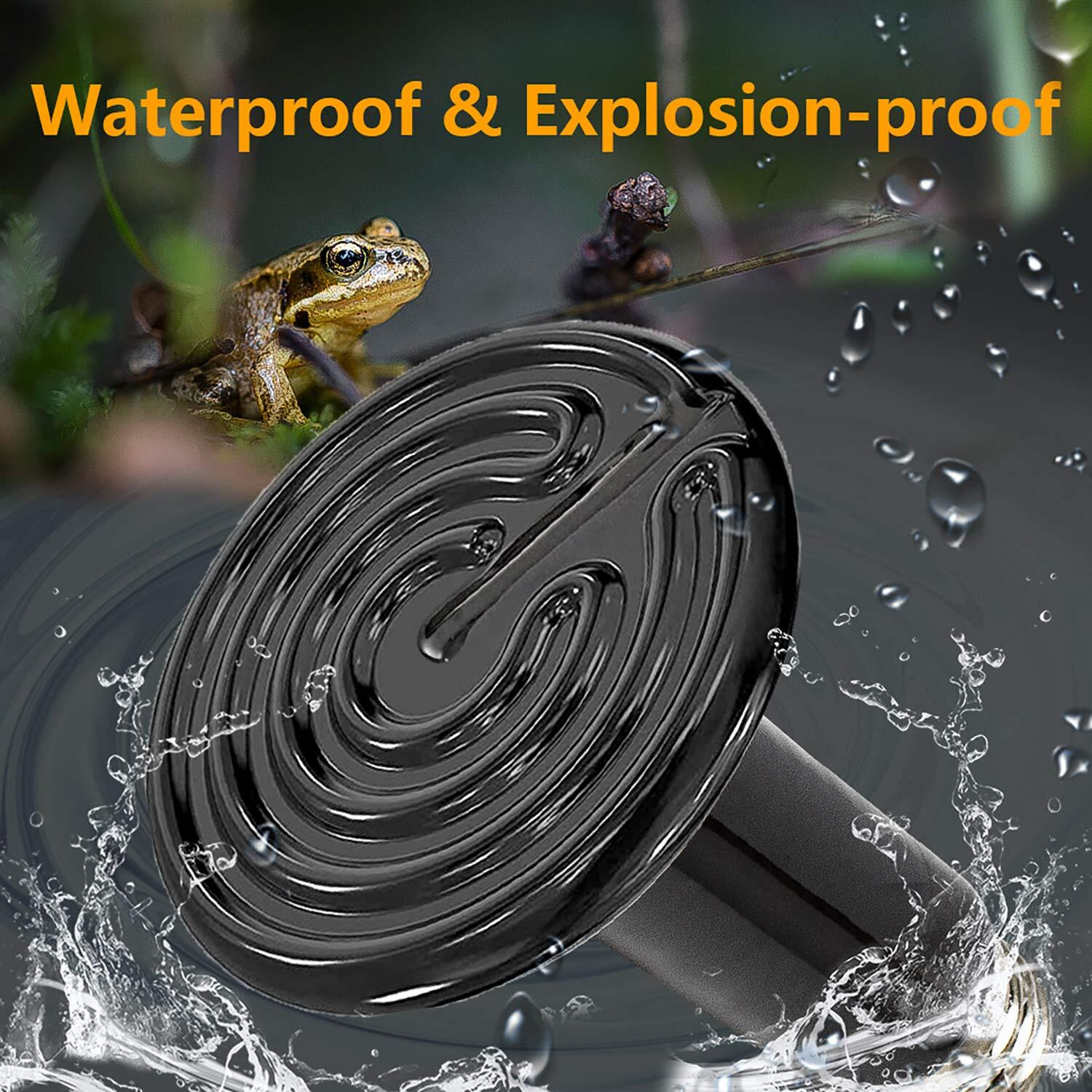 Boeespat 250W Ceramic Heat Emitter Reptile Heat Lamp Bulb Chicken Heater Light For Pet Brooder Coop Lizard Turtle Aquarium Snake, No Harm No Light (Black)