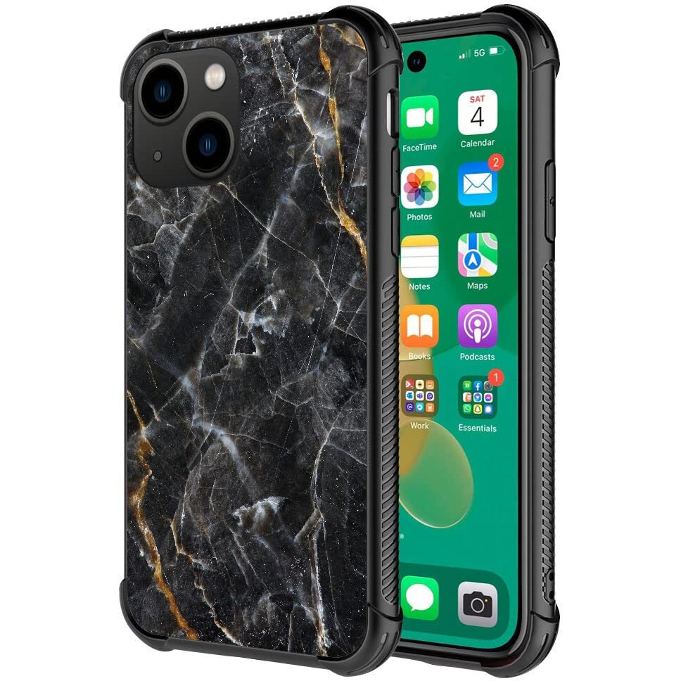Djsok Compatible With Case For Iphone 14 Pro Max Case, Classic Black Natural Marble Pattern Iphone 14 Pro Max Case For Man Boy Girl Dual Layer Shockproof Rugged Cover Pattern Design Apple Cover