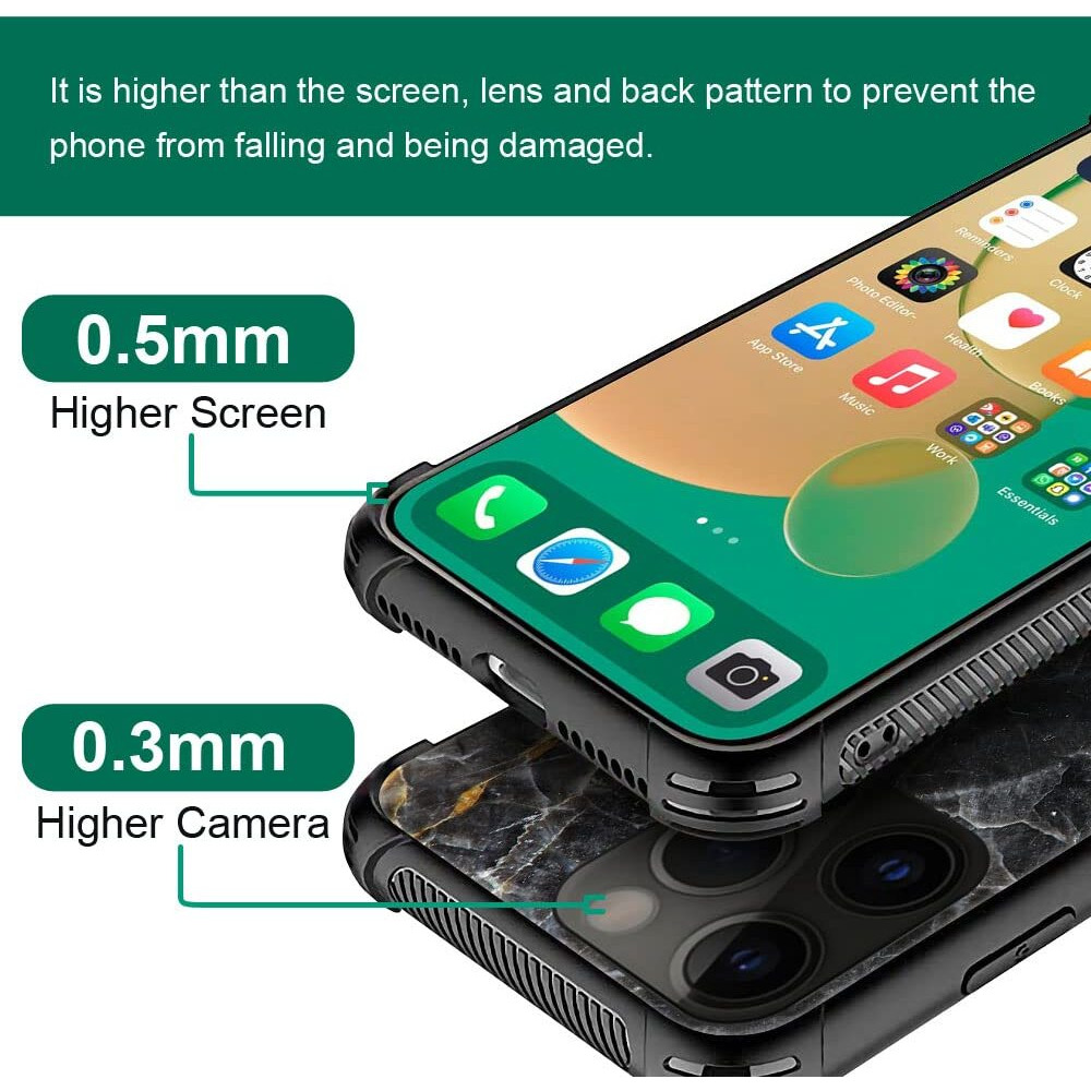 Djsok Compatible With Case For Iphone 14 Pro Max Case, Classic Black Natural Marble Pattern Iphone 14 Pro Max Case For Man Boy Girl Dual Layer Shockproof Rugged Cover Pattern Design Apple Cover