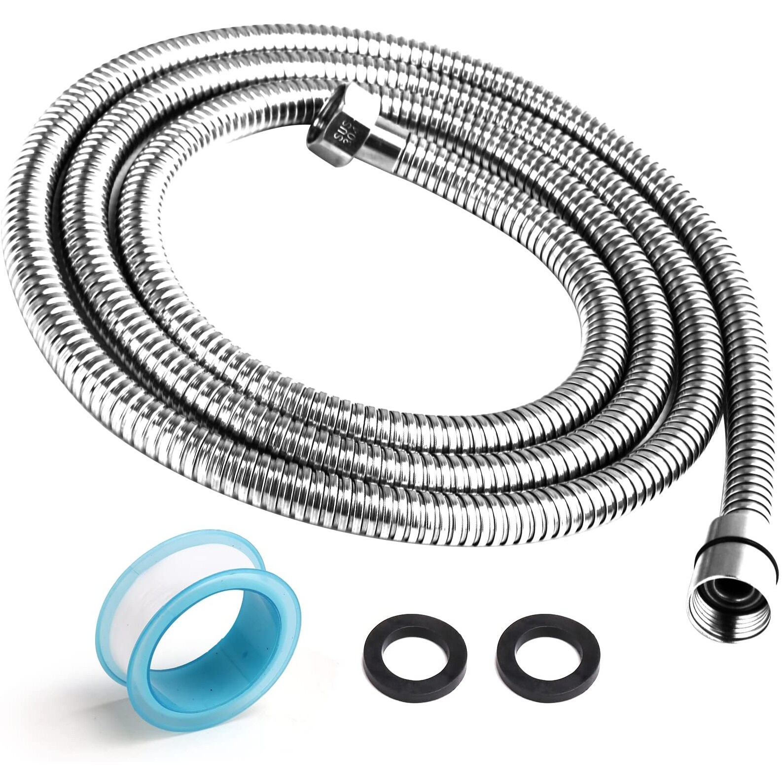Shower Hose, 79 Inches Shower Hose Extra Long, Premium 304 Stainless Steel Shower Head Hose, Flexible Hand Held Shower Hose Extension, Universal Shower Hose Replacement G1/2 Threaded Insert And Nut