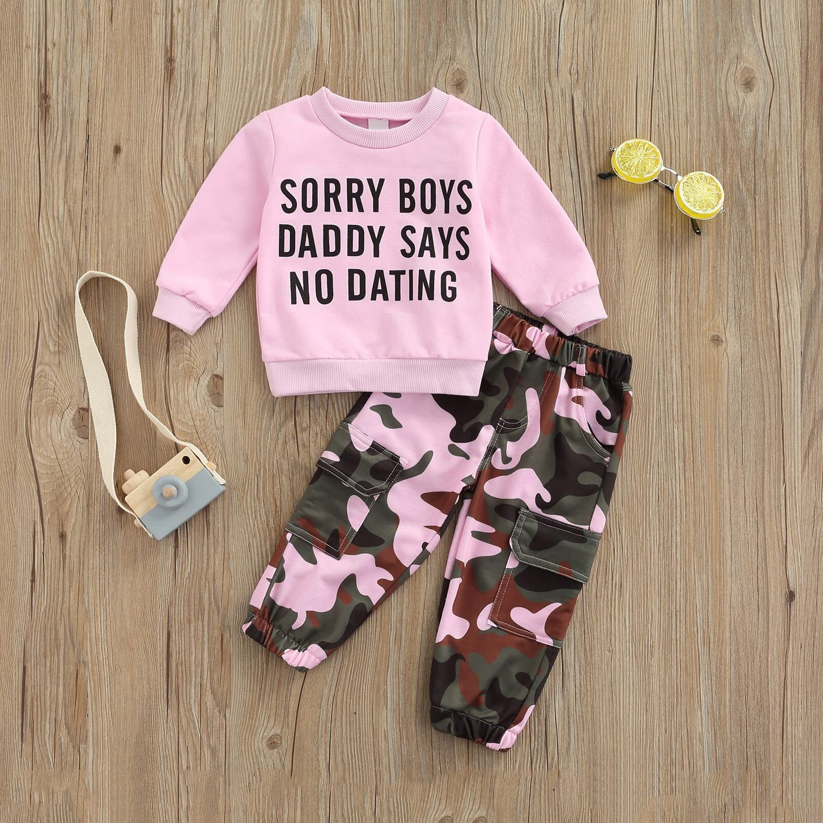 Fernvia Toddler Girls Clothes 2T 3T 4T 5T Fall Outfits Baby Pullover Sweatshirt & Camouflage Pants Set Kids Winter Sweatsuit
