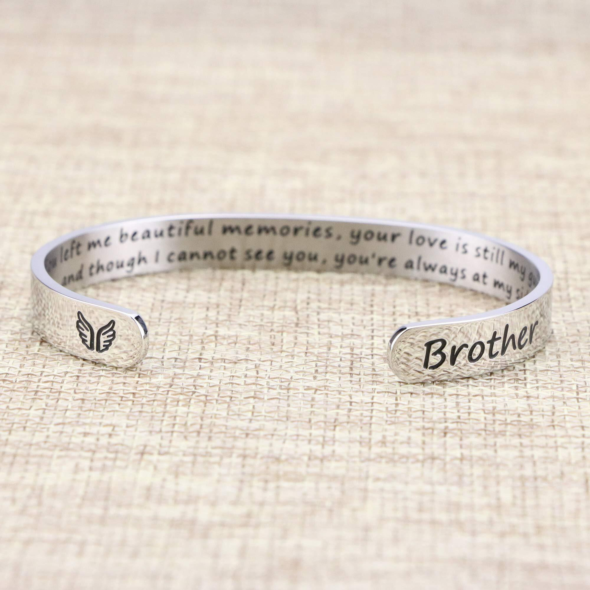 Joycuff In Memory Of Gifts For Loss Of Brother Memorial Jewelry Sympathy Bracelet Secret Message Engraved Grief Bereavement Gifts For Women