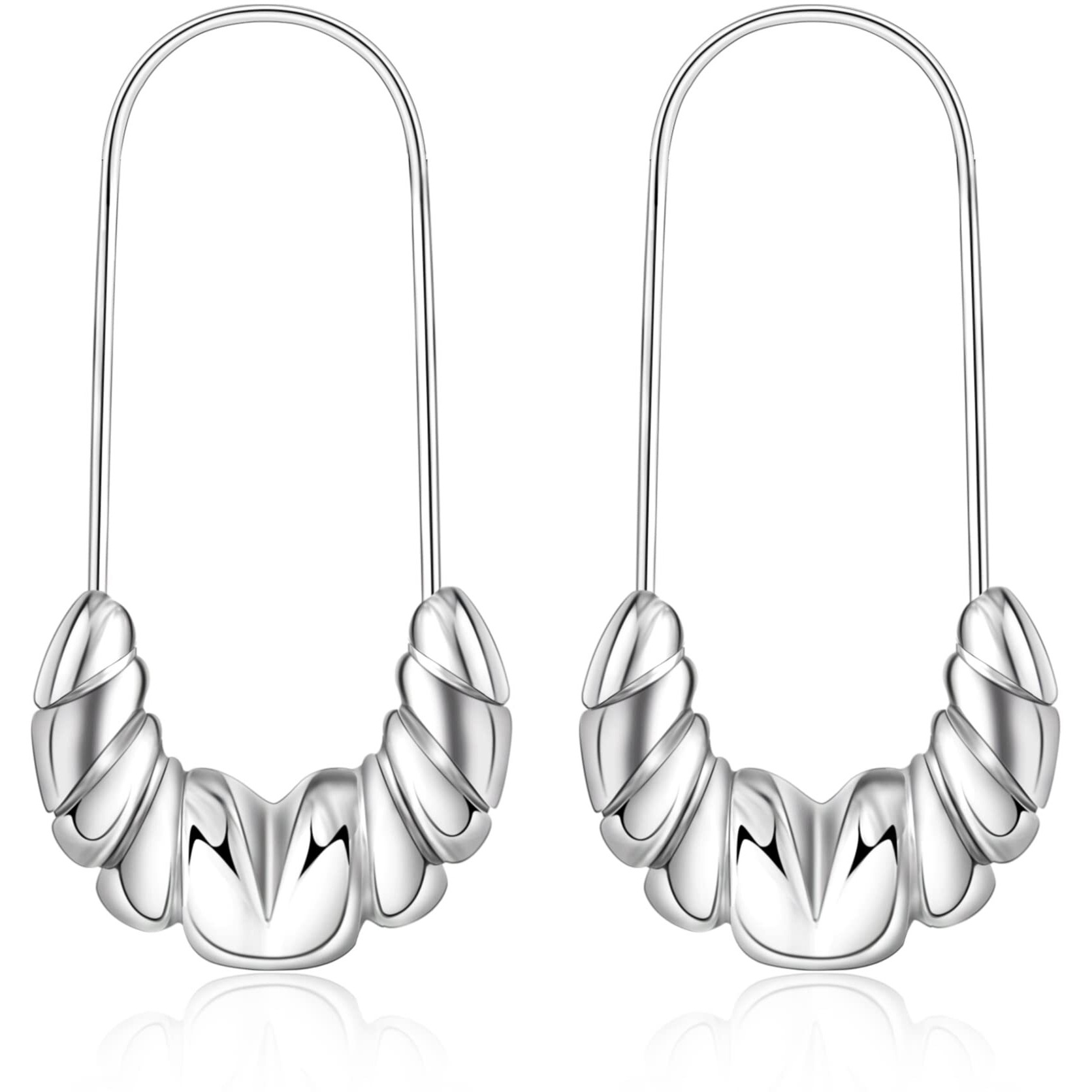 Sterling Silver Hoop Earrings For Women,14K White Gold Earrings Hypoallergenic Chunky Huggie Silver Hoops Small Fashion Dainty Earring