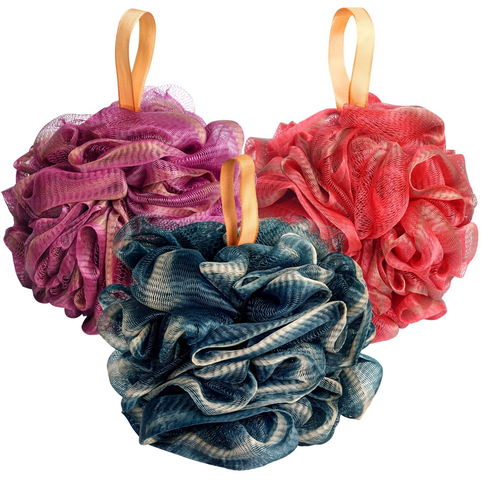 Fishent Bath Sponge Shower Loofahs,     ,60G Large Size Shower Pouf Cleaning Loofahs Sponge Body Sponges For All Skin Types,Pack Of 3