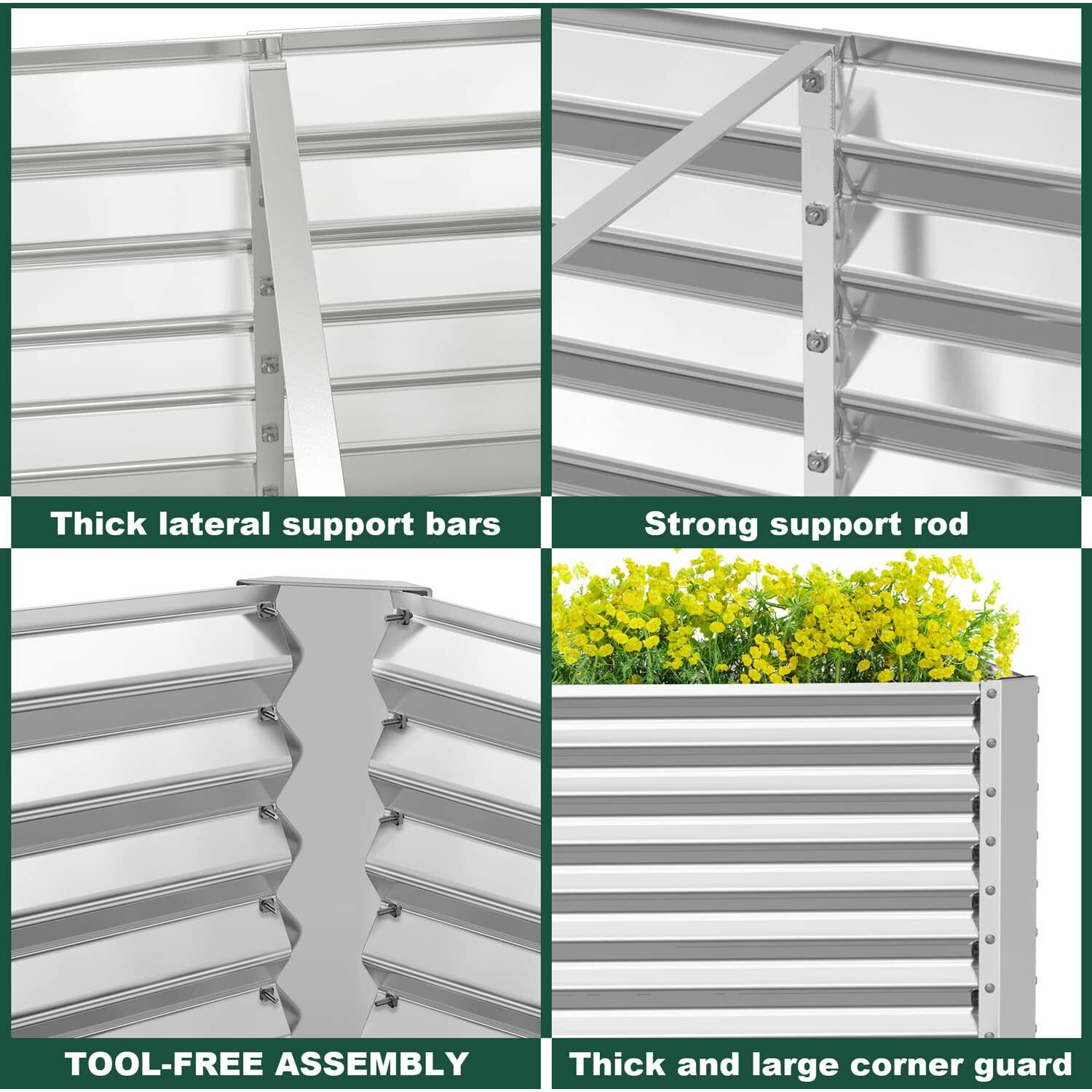 Frizione 6X3X2Ft Galvanized Metal Raised Garden Bed For Vegetables, Outdoor Garden Raised Planter Box, Backyard Patio Planter Raised Beds For Flowers, Herbs, Fruits