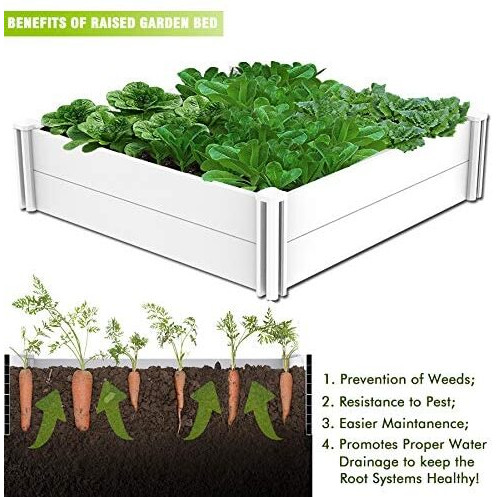 Kdgarden 4 'X4 ' White Vinyl Raised Garden Bed Kit, Outdoor Above Ground Garden Box For Growing Vegetables, Flowers, Herbs, Diy Gardening, Whelping Pen And More