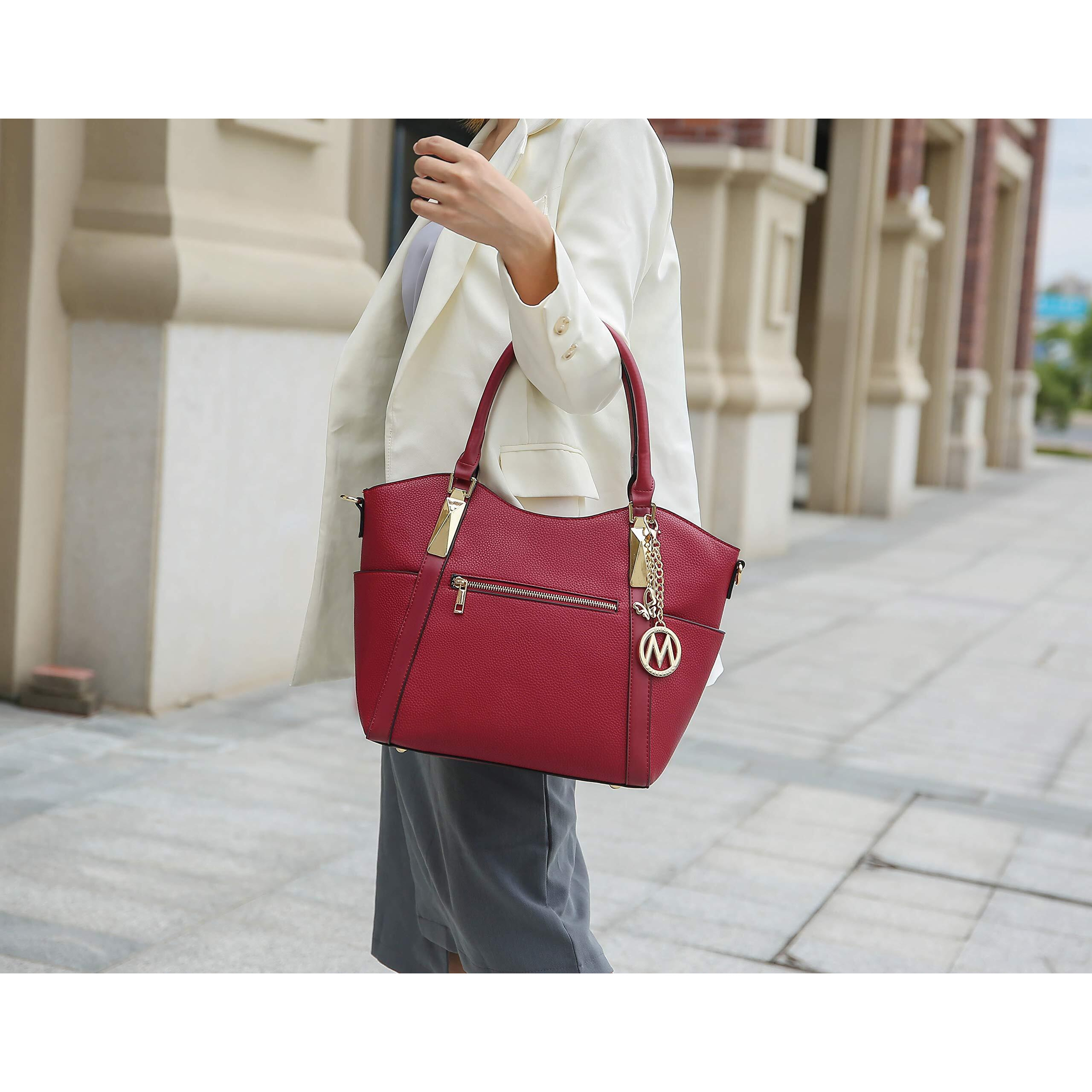 Mkf Tote Satchel Handbag For Women Pu Leather Shoulder Bag - Top-Handle Purse, Ladies Pocketbook Cognac Brown