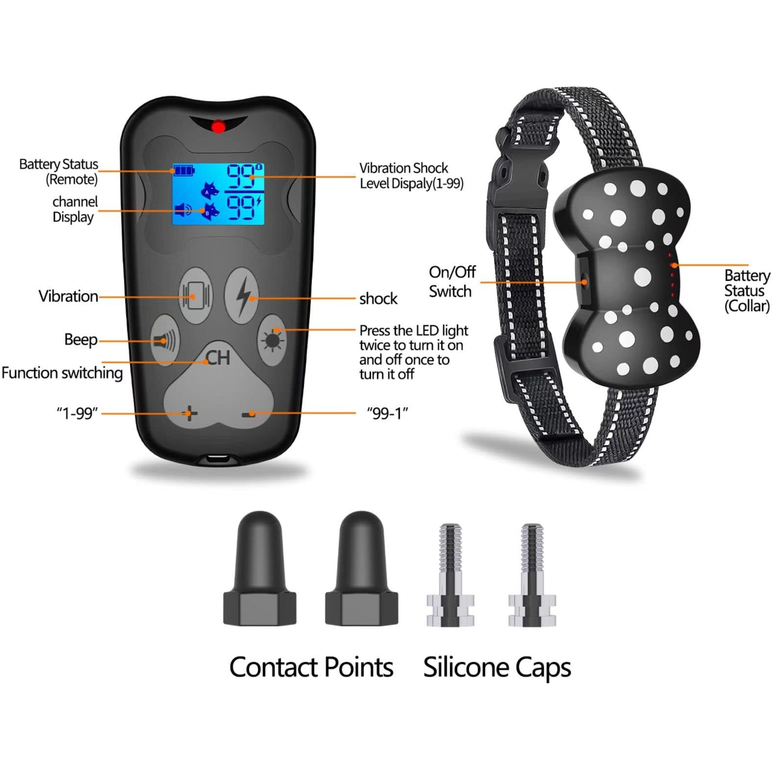Shock Collar For 2 Dogs, Rechargeable Electric Dog Training Collar, 3000Ft Remote Range Dog Training Collar With Beep Vibration And Shock, For Small Medium Large Dogs