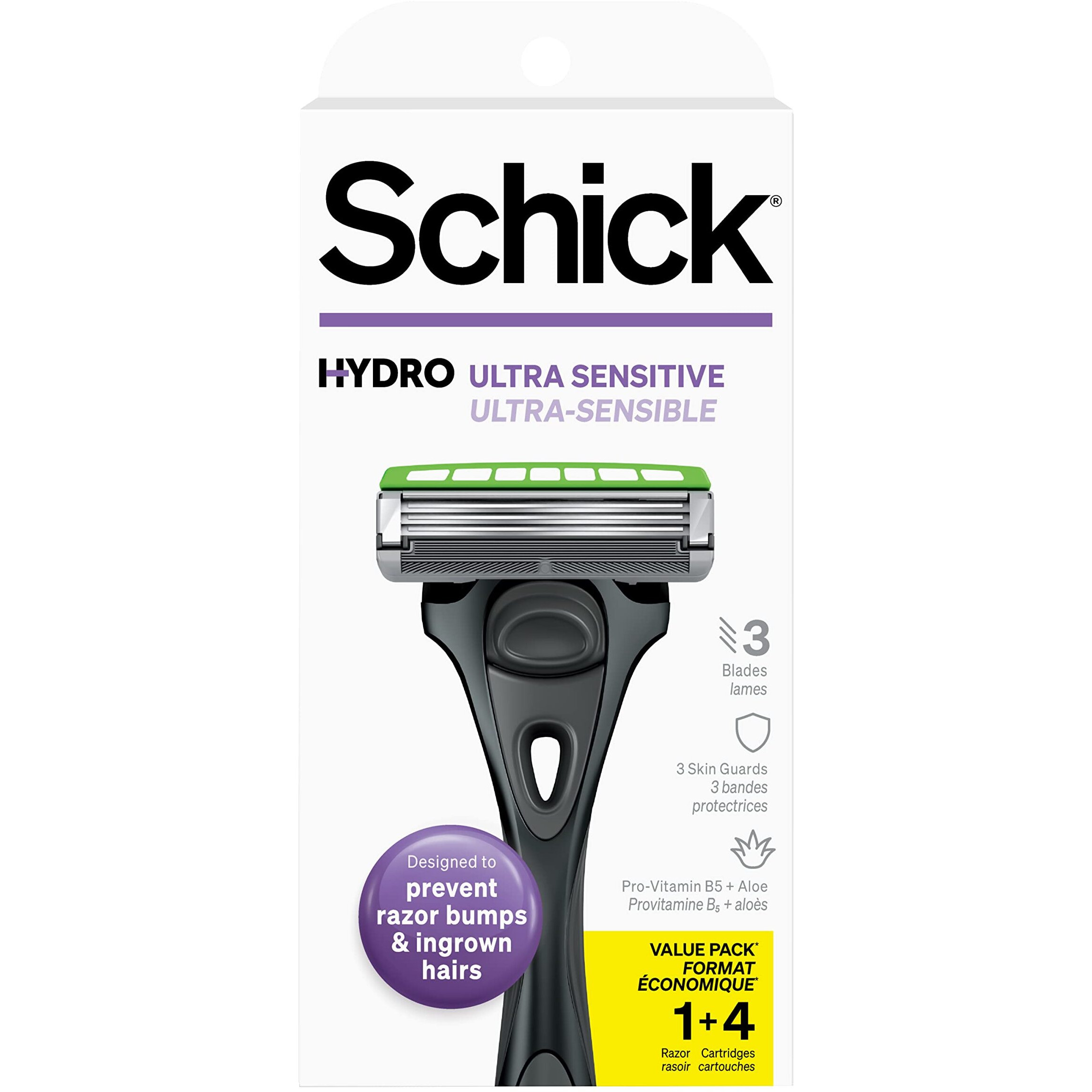 Schick Hydro Slim Head Sensitive Razor For Men - Razor For Men Sensitive Skin, Thin Razor With 4 Razor Blades