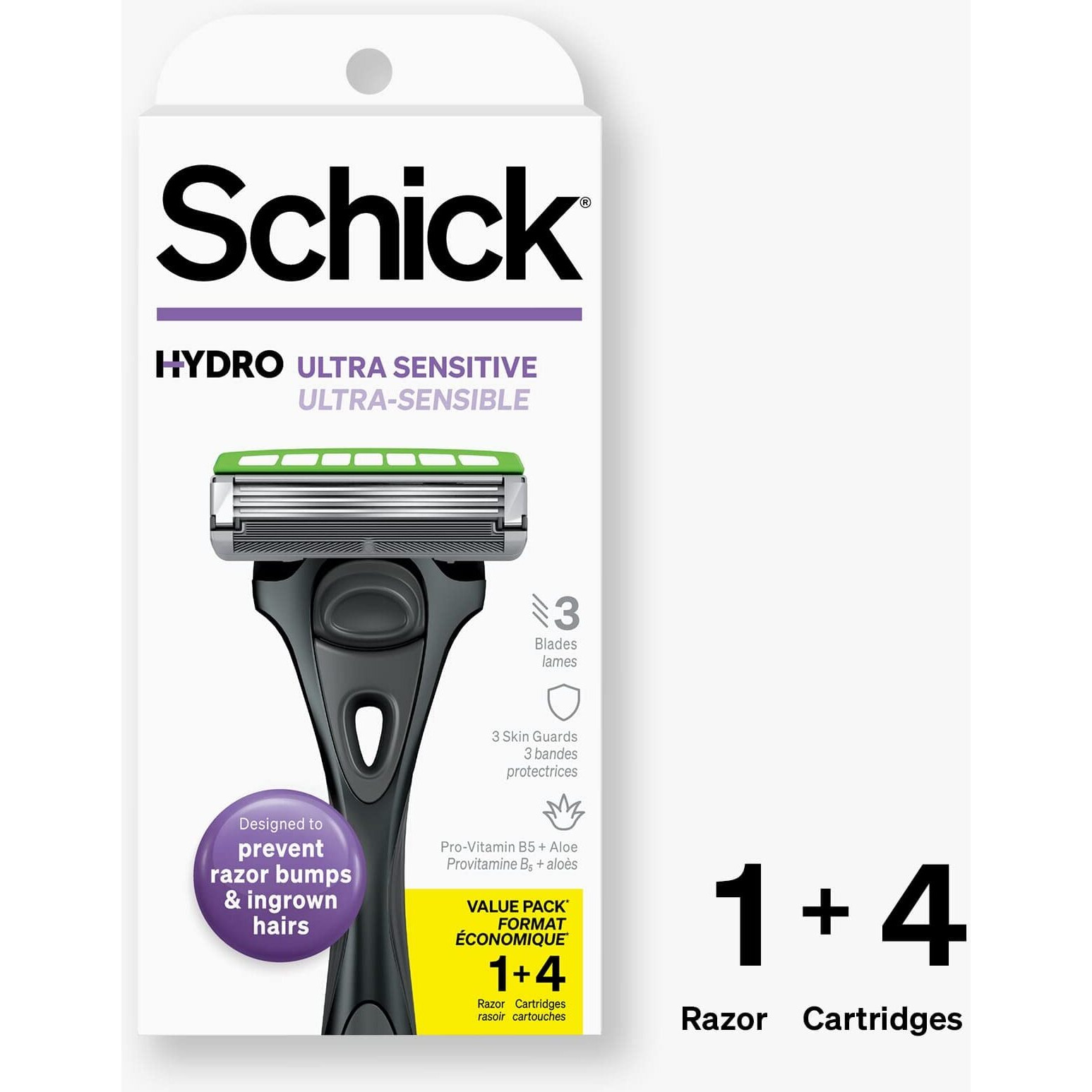 Schick Hydro Slim Head Sensitive Razor For Men - Razor For Men Sensitive Skin, Thin Razor With 4 Razor Blades