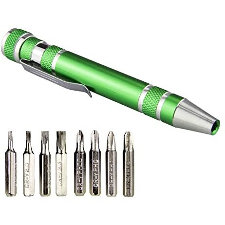 Swatom 8 In 1 Mini Screwdriver Set Small Screwdrivers Pen Magnetic Repair Tools Edc Compact Gadgets Computer Eyeglasses Home Improvement (Green)