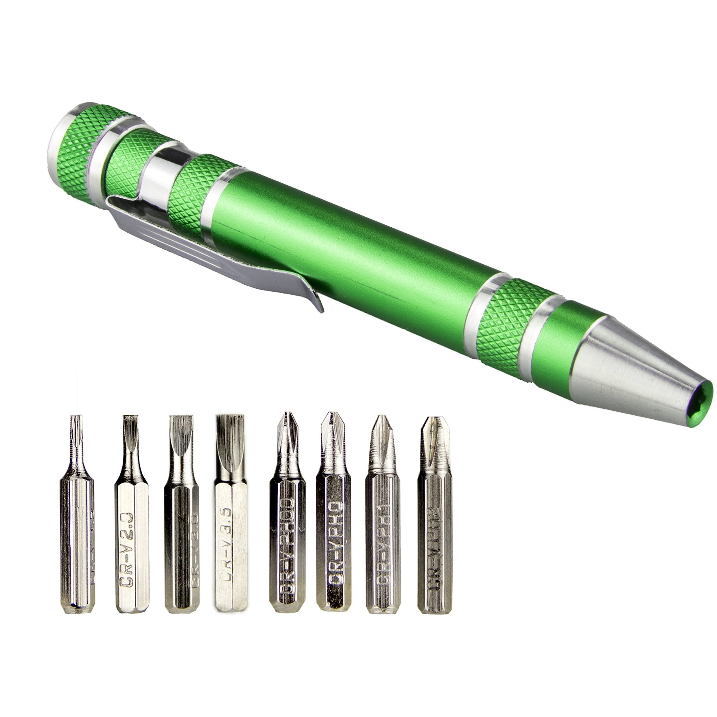 Swatom 8 In 1 Mini Screwdriver Set Small Screwdrivers Pen Magnetic Repair Tools Edc Compact Gadgets Computer Eyeglasses Home Improvement (Green)