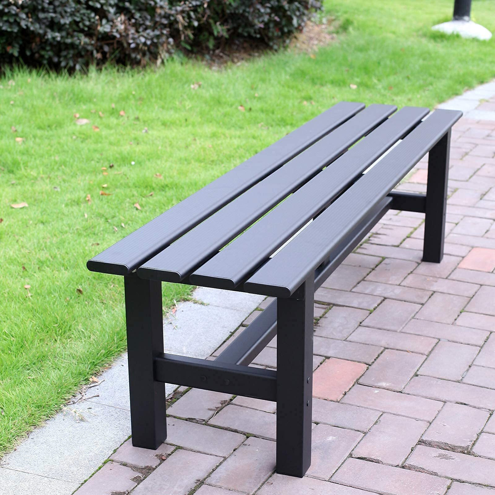 Tecspace Aluminum Outdoor Patio Bench Black,59.1 X 14.2X 15.7 Inches,Light Weight High Load-Bearing,Outdoor Bench For Park Garden,Patio And Lounge