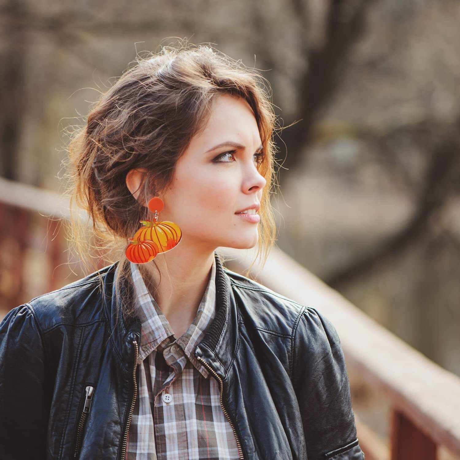 4 Pairs Fall Earrings For Women Autumn Acrylic Earrings Stud Holiday Earrings For Women Pumpkin Earrings Thanksgiving Earrings Turkey Earrings Fall Leaf Earrings Jewelry