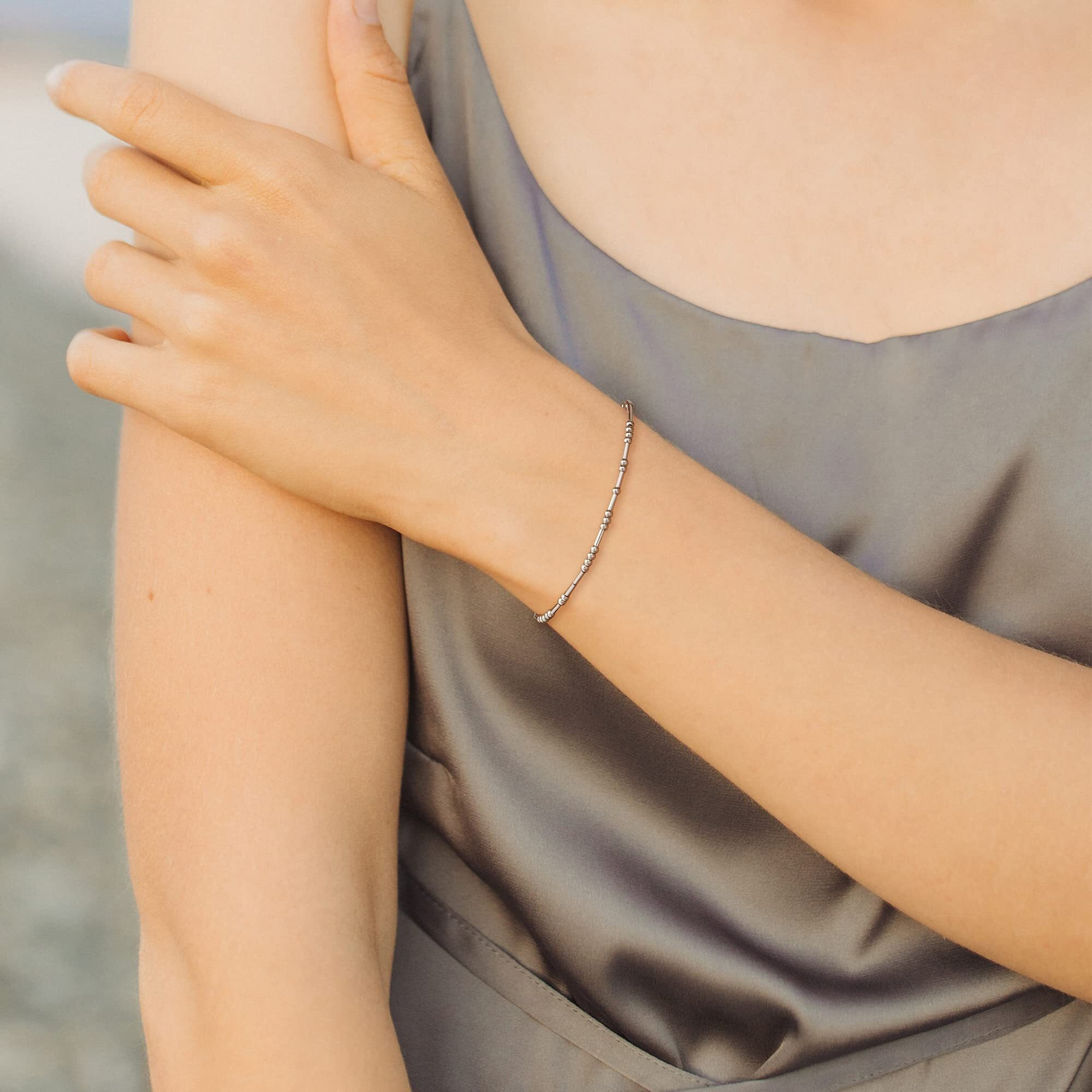 Joycuff Gigi Morse Code Bracelet For Women Girls Girlfriend Wife Gifts For Best Friend Friendship Handmade Bead Stackable String Bracelets Inspirational Jewelry
