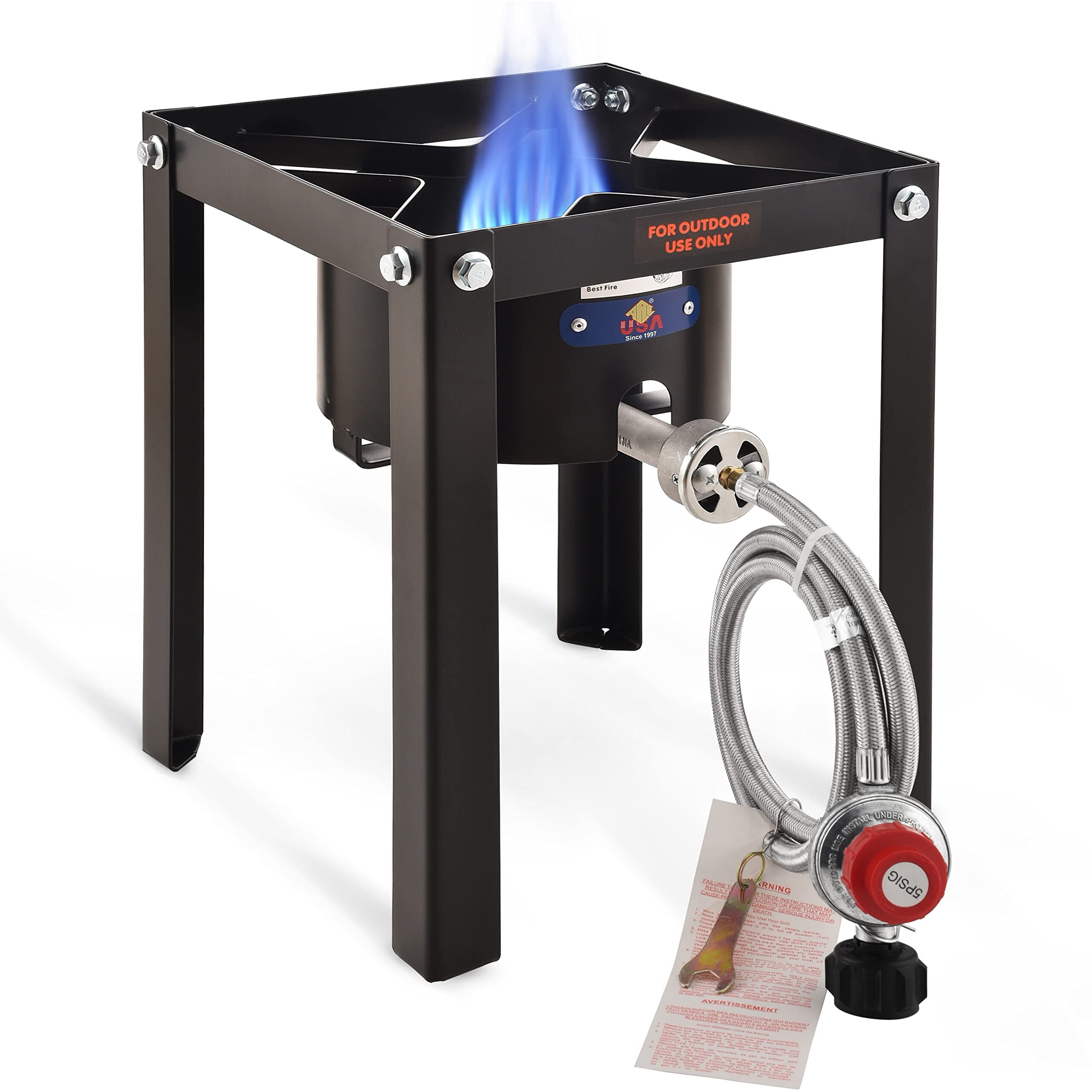 Arc Propane Burner 37,000 Btu High Pressure Propane Stove With Portable Stand, Cast Iron Single Burner Gas Stove Cooker,Burners For Cooking, Outside Stove For Outdoor Cooking